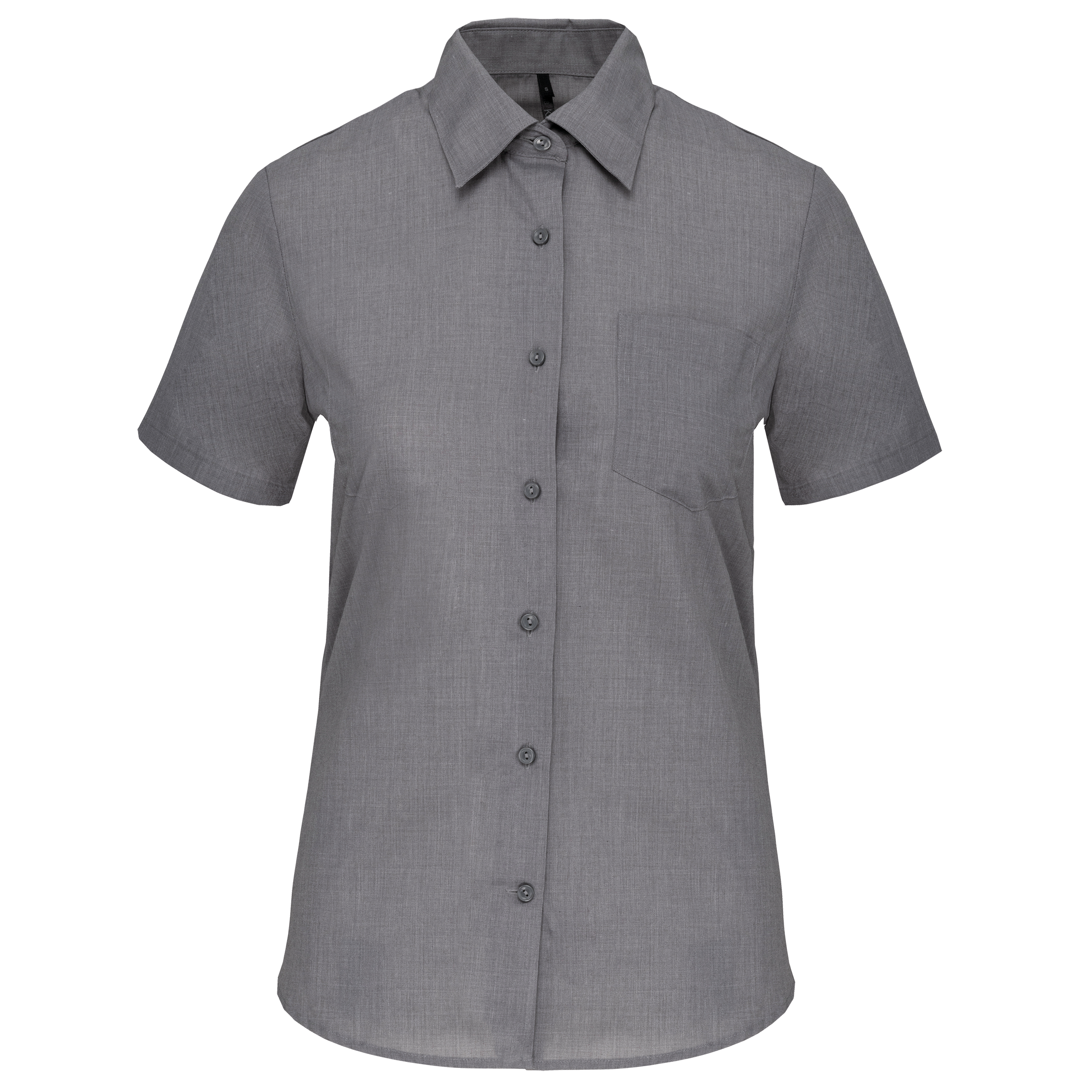 Camisa popeline poliéster / algodão manga curta de tratamento fácil de senhora - Cinzento tempestade mesclado
