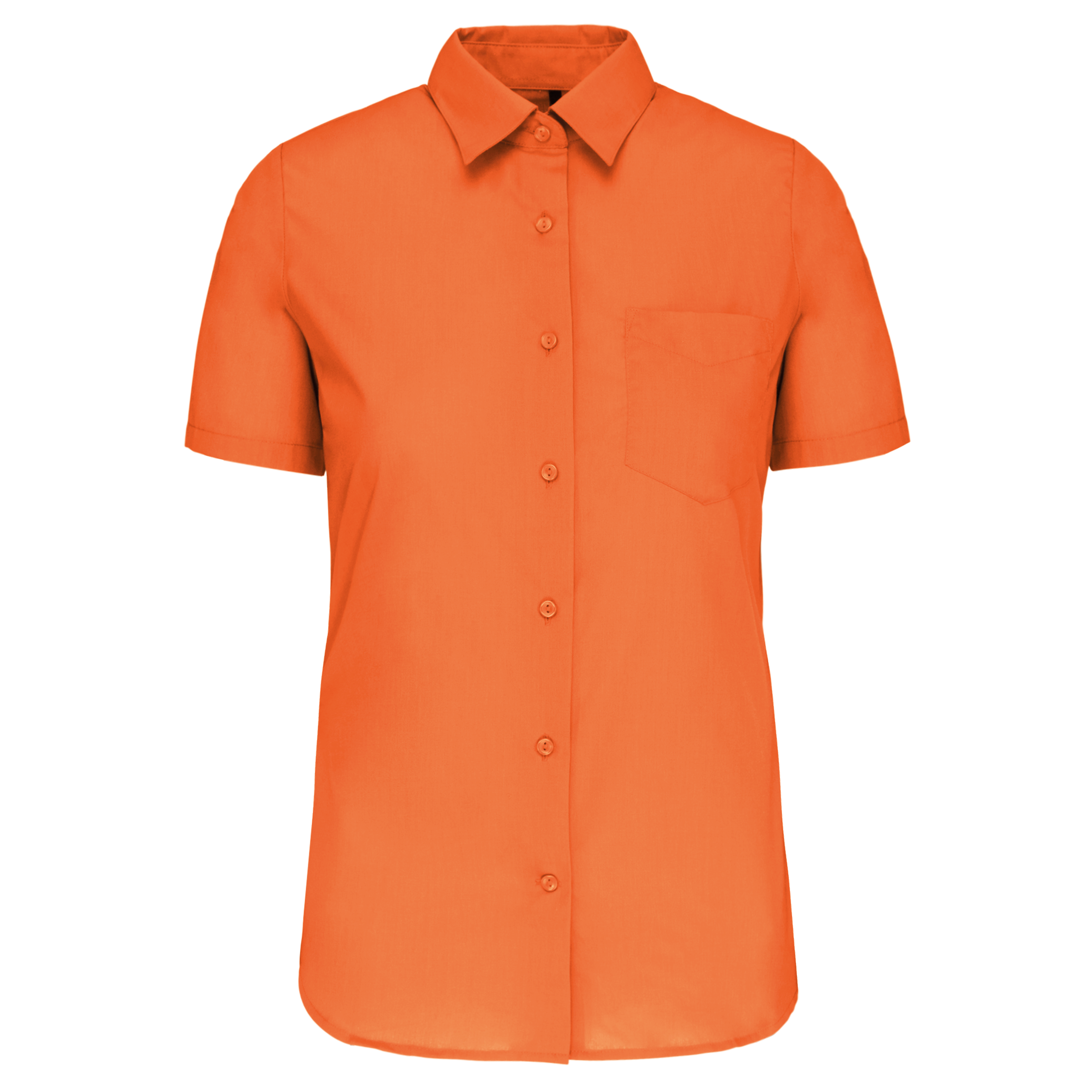 Camisa popeline poliéster / algodão manga curta de tratamento fácil de senhora - Laranja