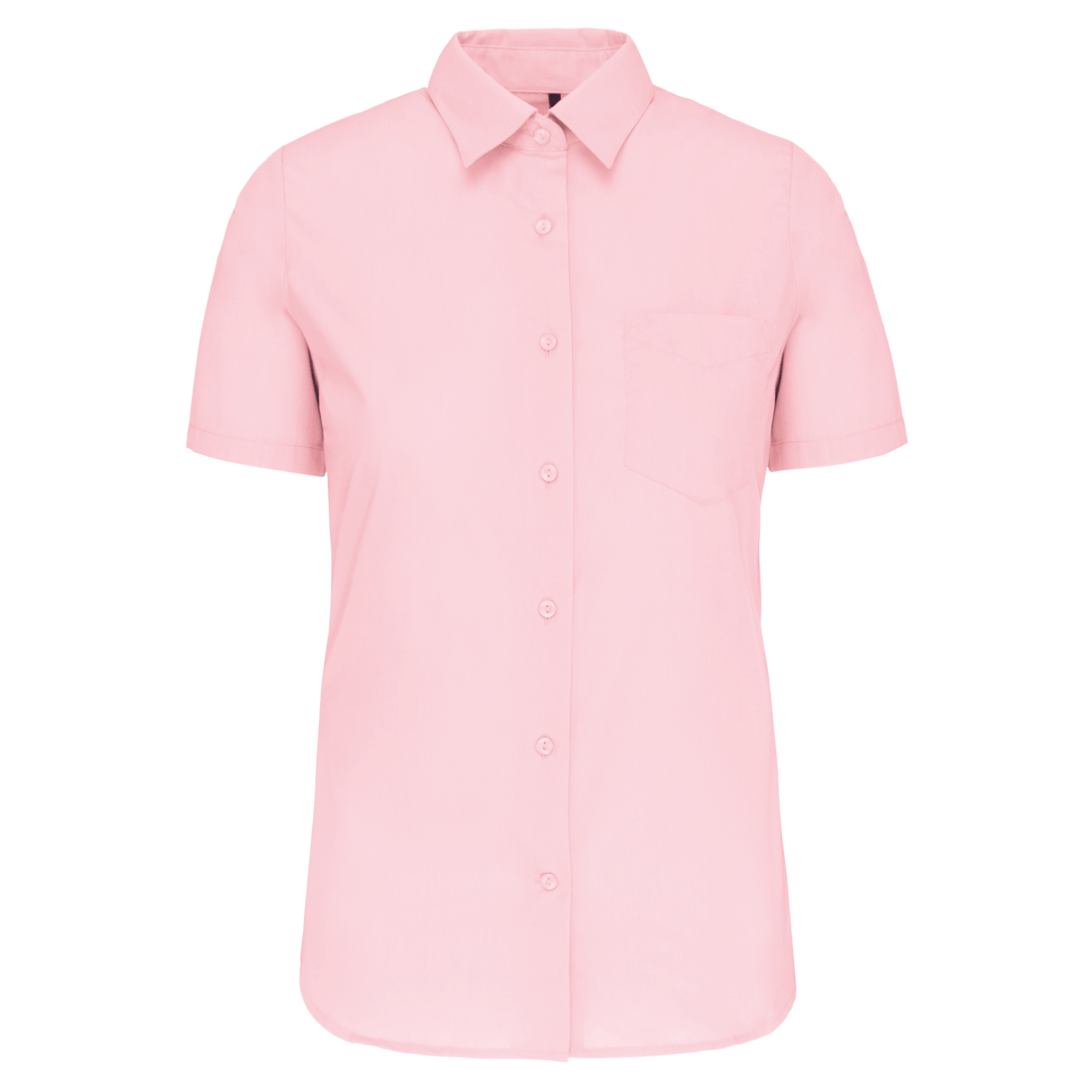 Camisa popeline poliéster / algodão manga curta de tratamento fácil de senhora - Rosa claro