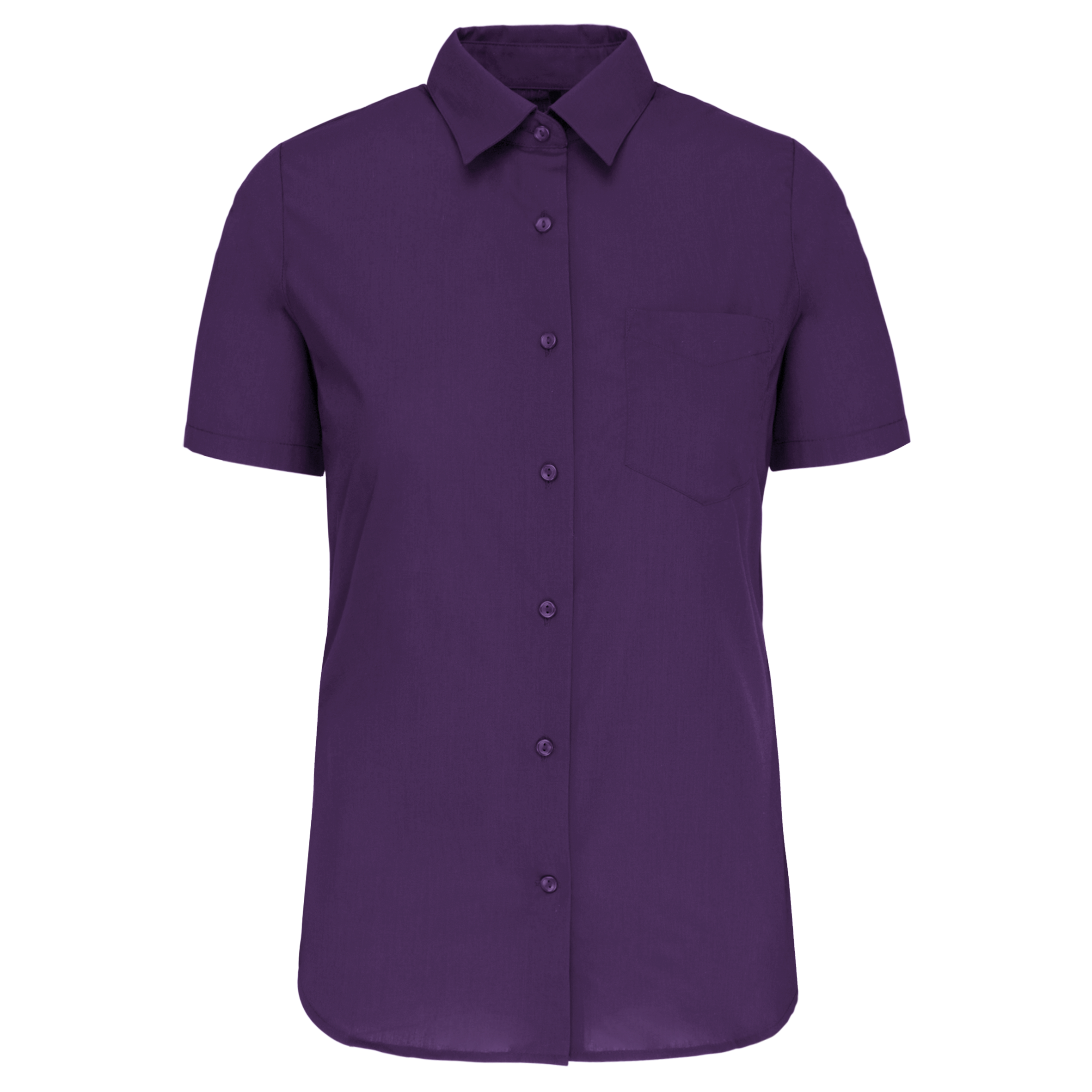 Camisa popeline poliéster / algodão manga curta de tratamento fácil de senhora - Roxo