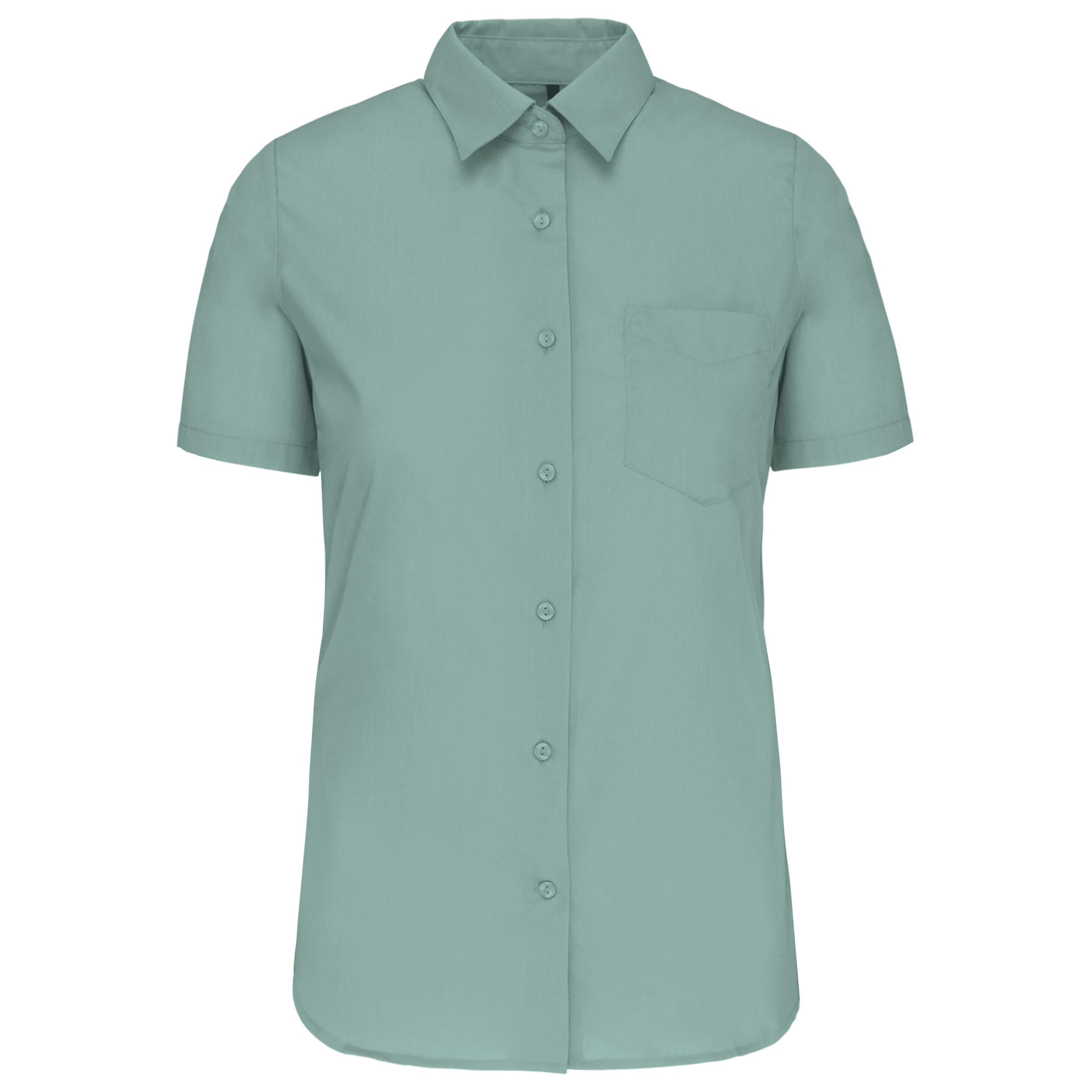 Camisa popeline poliéster / algodão manga curta de tratamento fácil de senhora - Sálvia