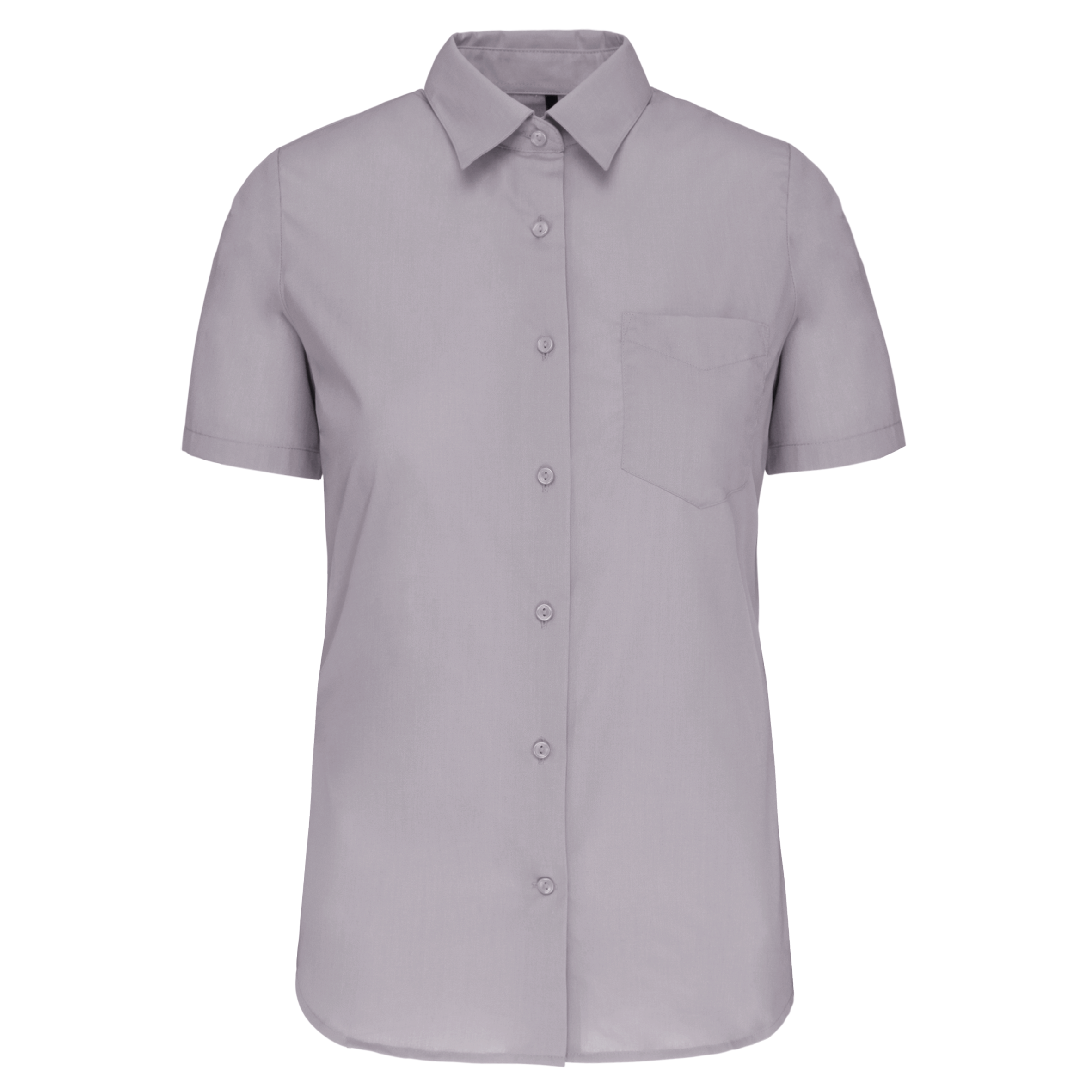 Camisa popeline poliéster / algodão manga curta de tratamento fácil de senhora - Prateado