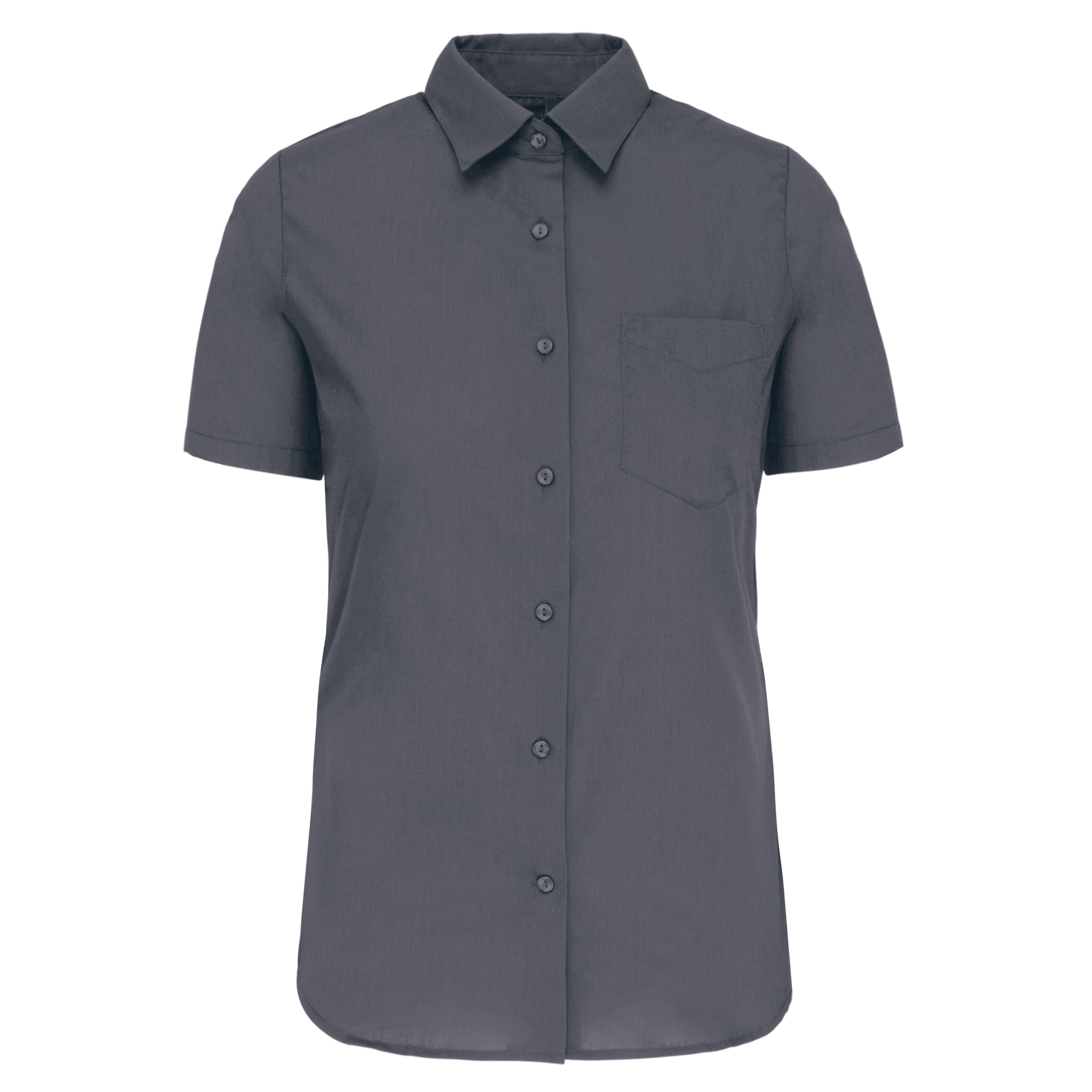 Camisa popeline poliéster / algodão manga curta de tratamento fácil de senhora - Cinzento urbano