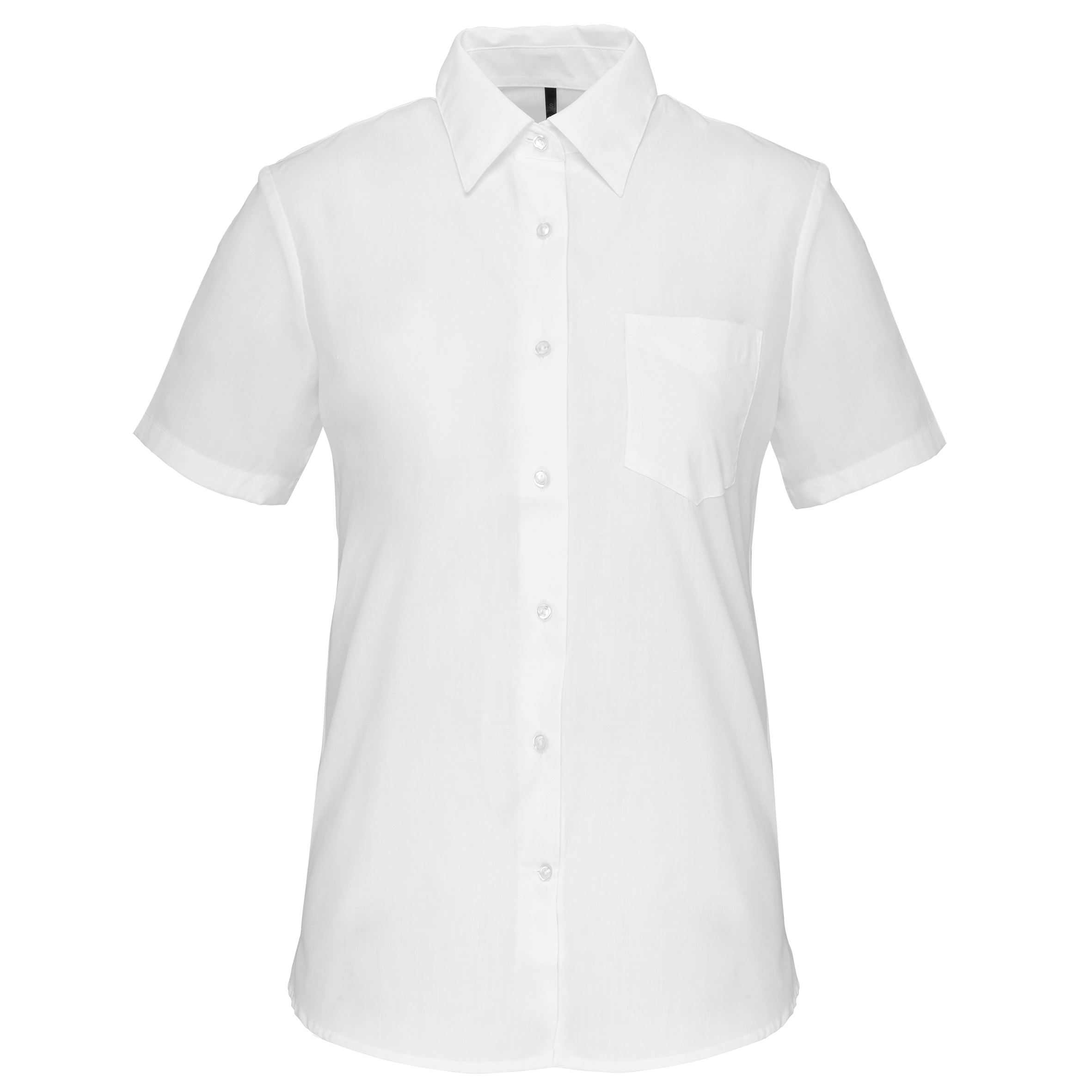 Camisa popeline poliéster / algodão manga curta de tratamento fácil de senhora - Branco