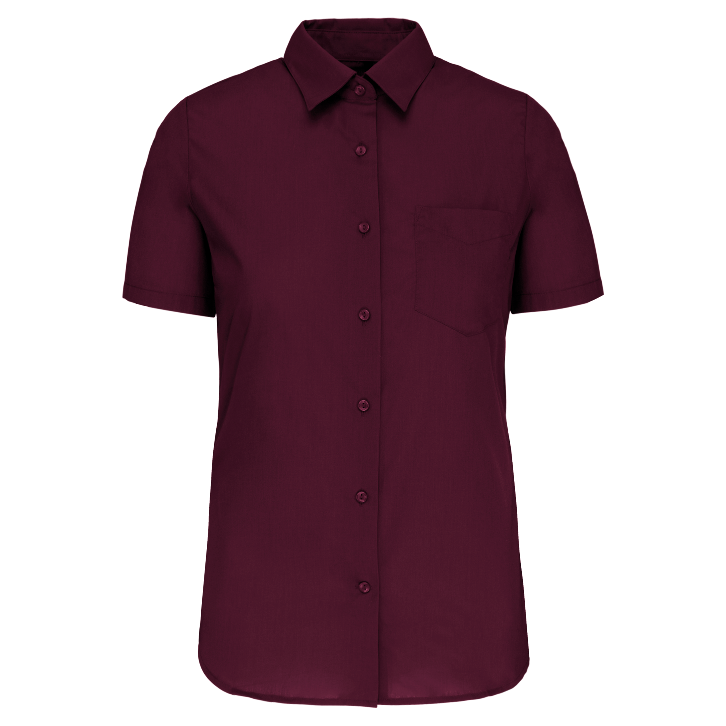 Camisa popeline poliéster / algodão manga curta de tratamento fácil de senhora - Vinho
