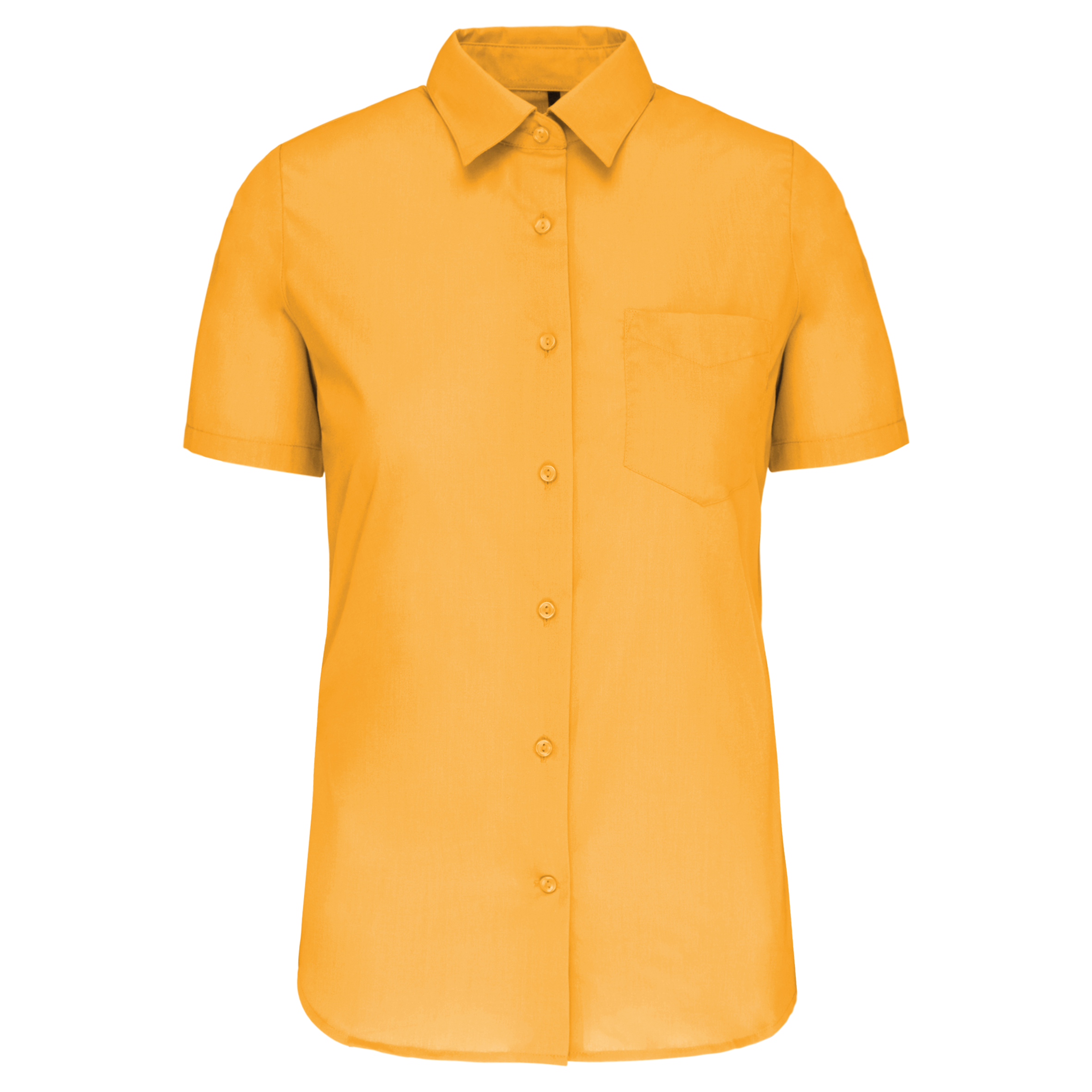 Camisa popeline poliéster / algodão manga curta de tratamento fácil de senhora - Amarelo