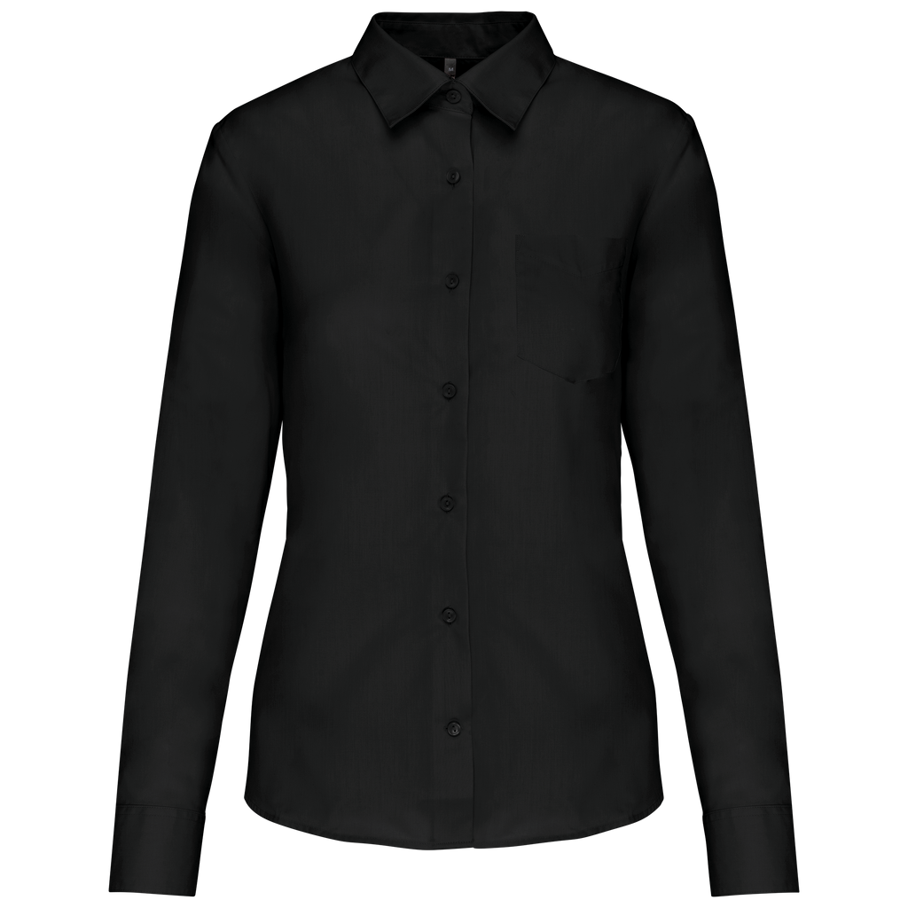 Camisa popeline poliéster / algodão de tratamento fácil de senhora - Preto