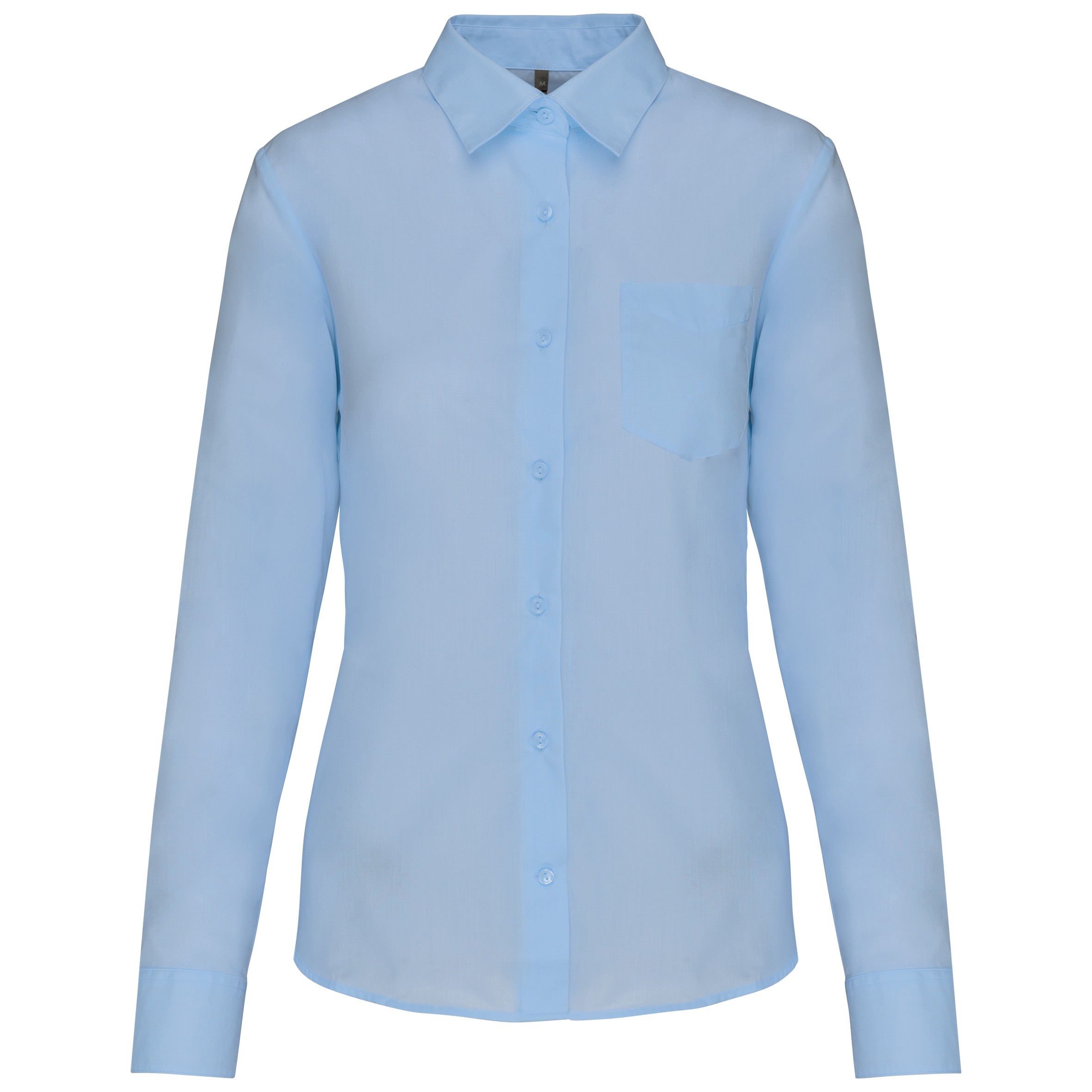 Camisa popeline poliéster / algodão de tratamento fácil de senhora - Azul céu vivo