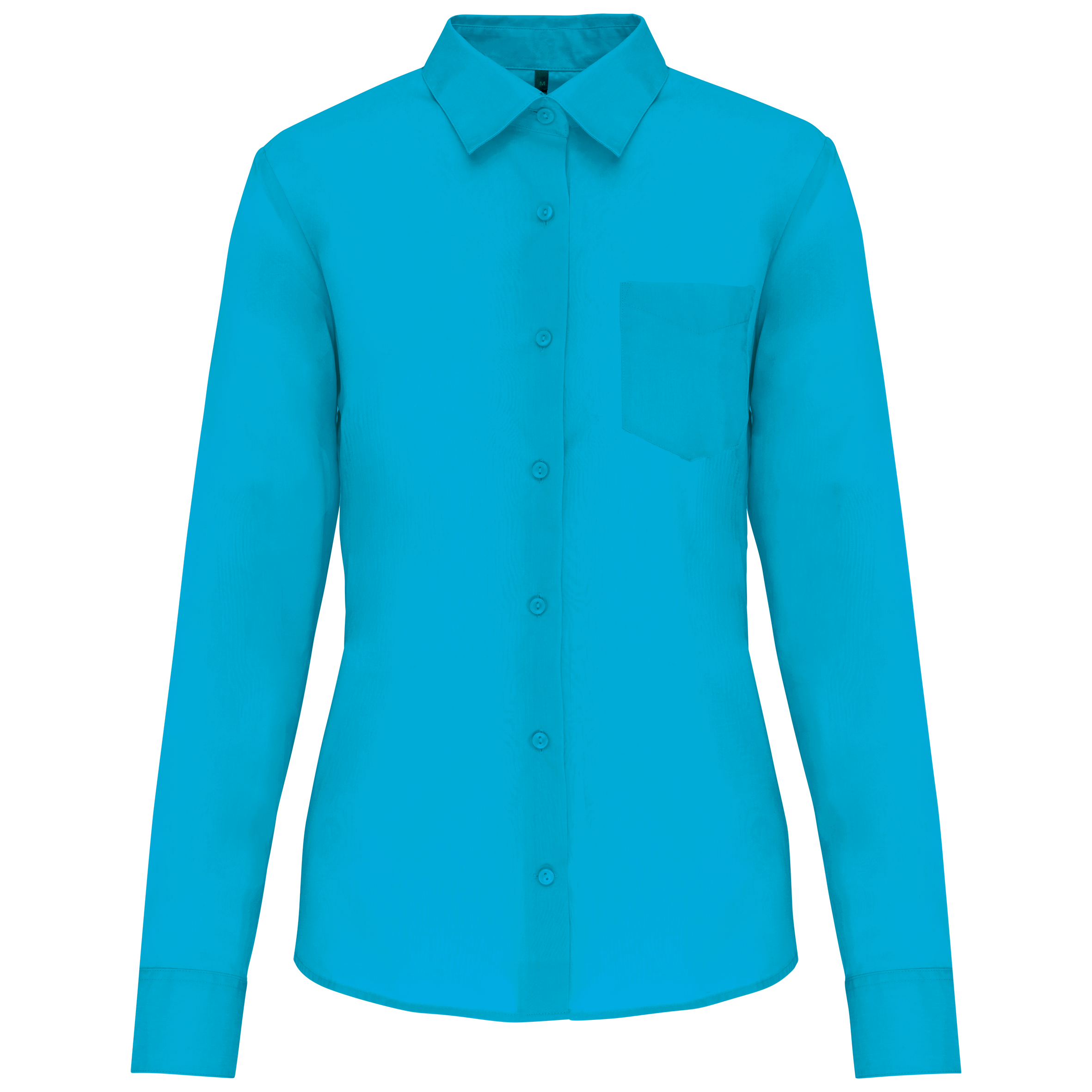 Camisa popeline poliéster / algodão de tratamento fácil de senhora - Turquesa viva