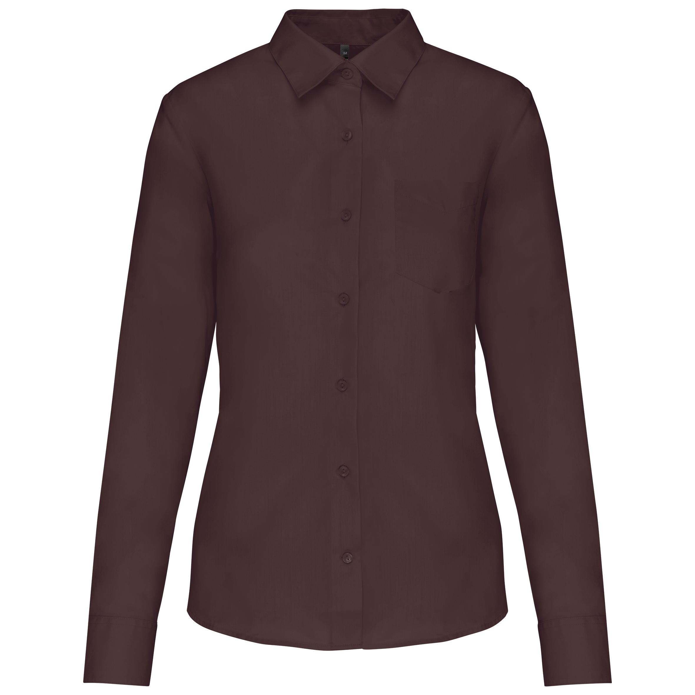 Camisa popeline poliéster / algodão de tratamento fácil de senhora - Castanho