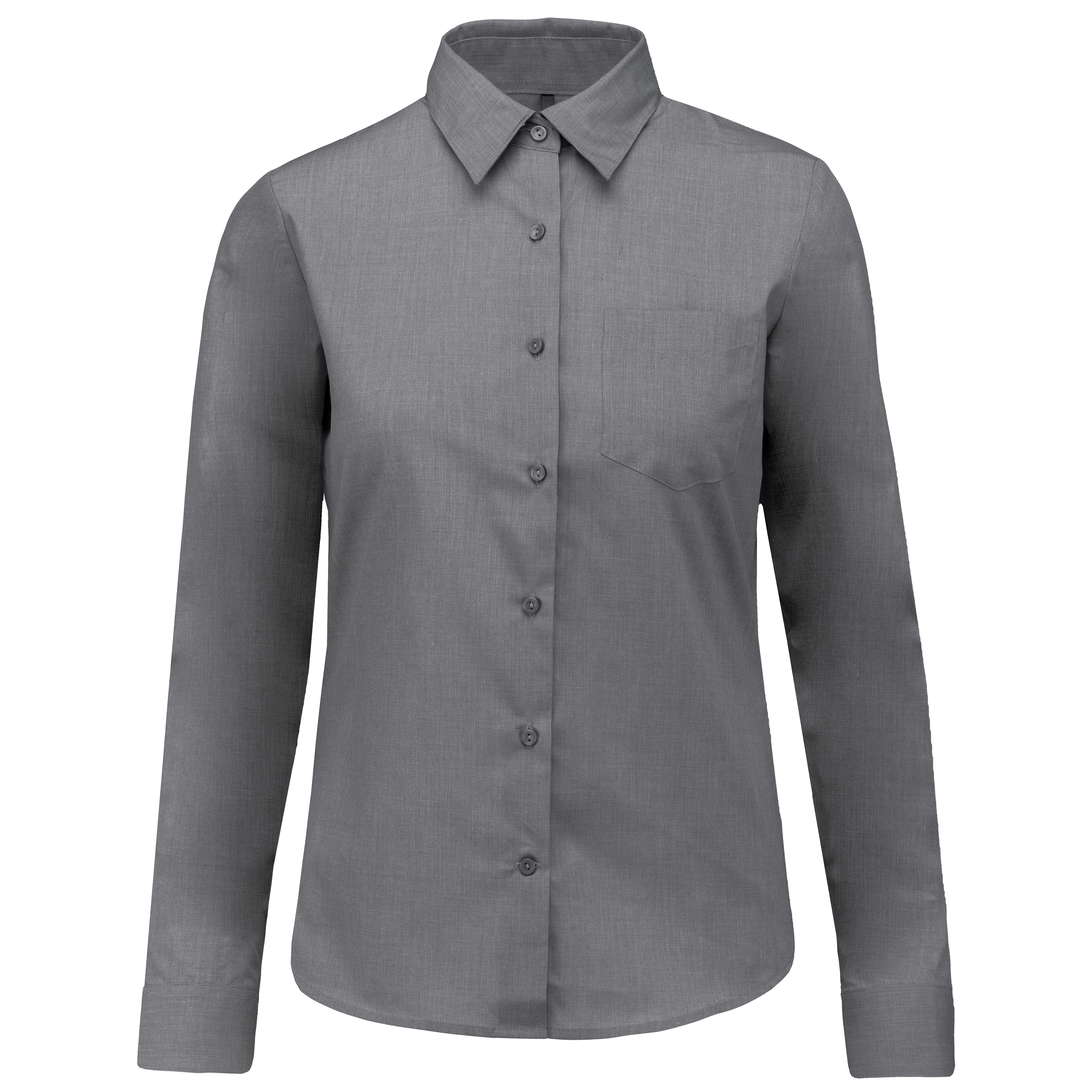Camisa popeline poliéster / algodão de tratamento fácil de senhora - Cinzento tempestade mesclado