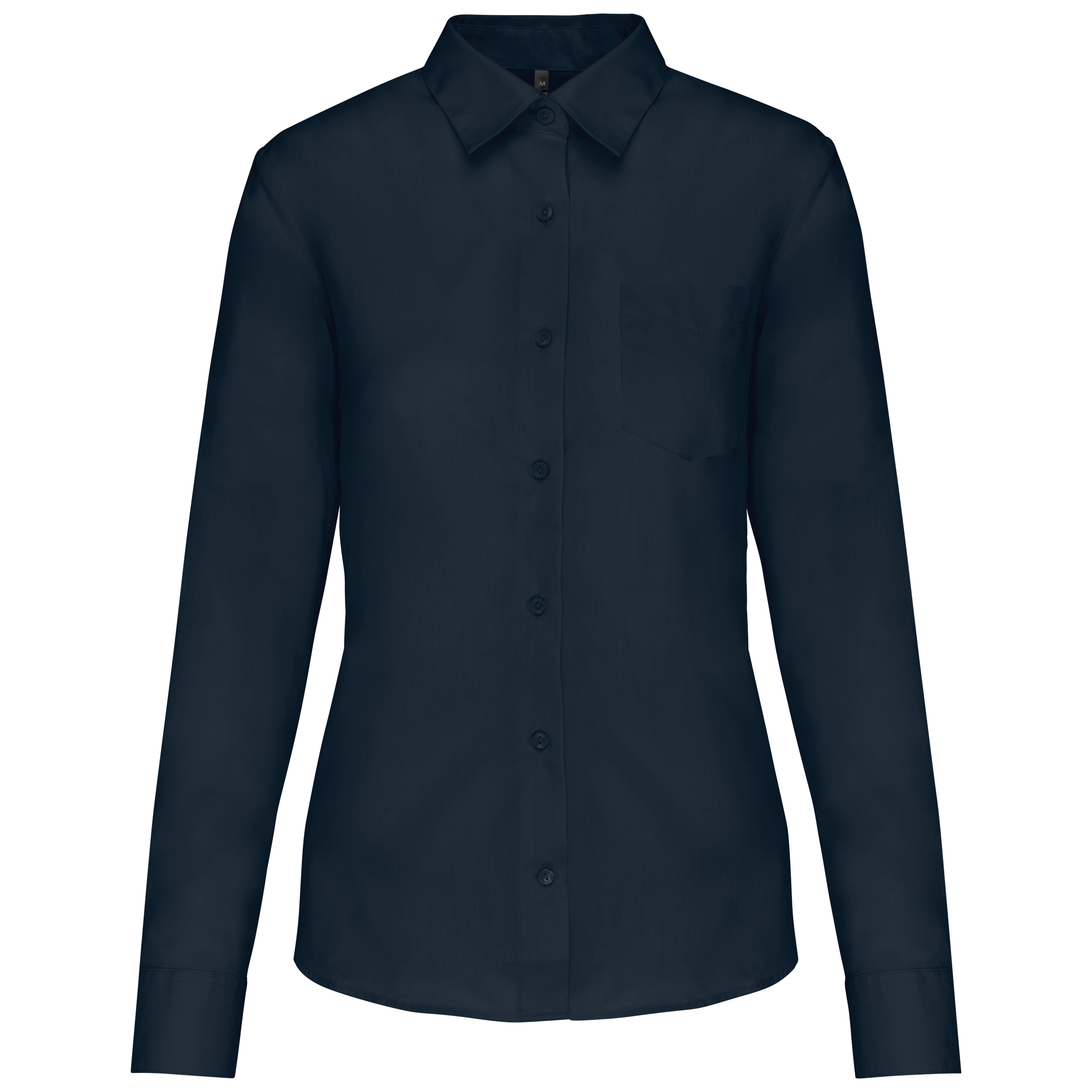 Camisa popeline poliéster / algodão de tratamento fácil de senhora - Azul marinho