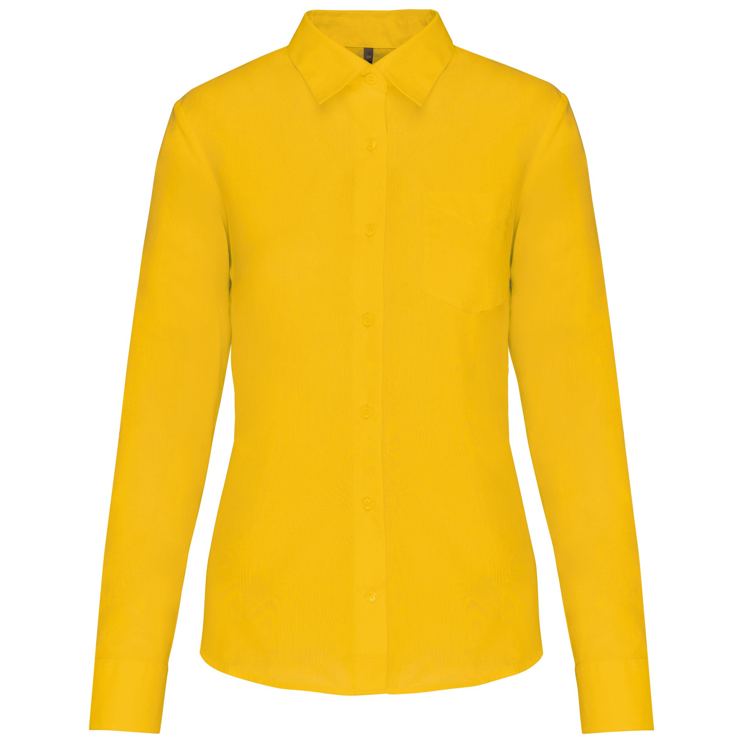 Camisa popeline poliéster / algodão de tratamento fácil de senhora - Amarelo