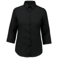 Camisa popeline poliéster / algodão manga a 3 /4 de tratamento fácil de senhora - Preto
