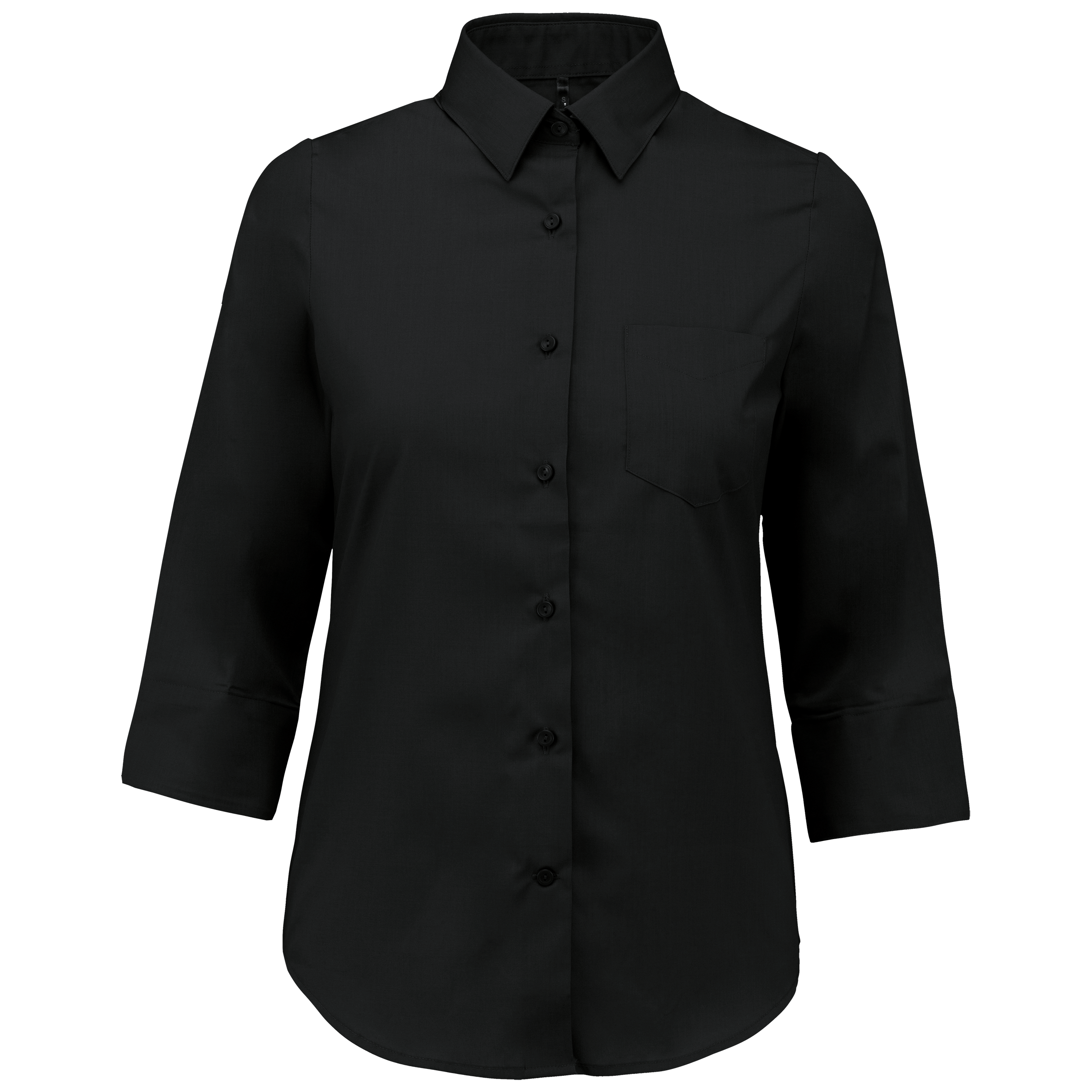 Camisa popeline poliéster / algodão manga a 3 /4 de tratamento fácil de senhora - Preto