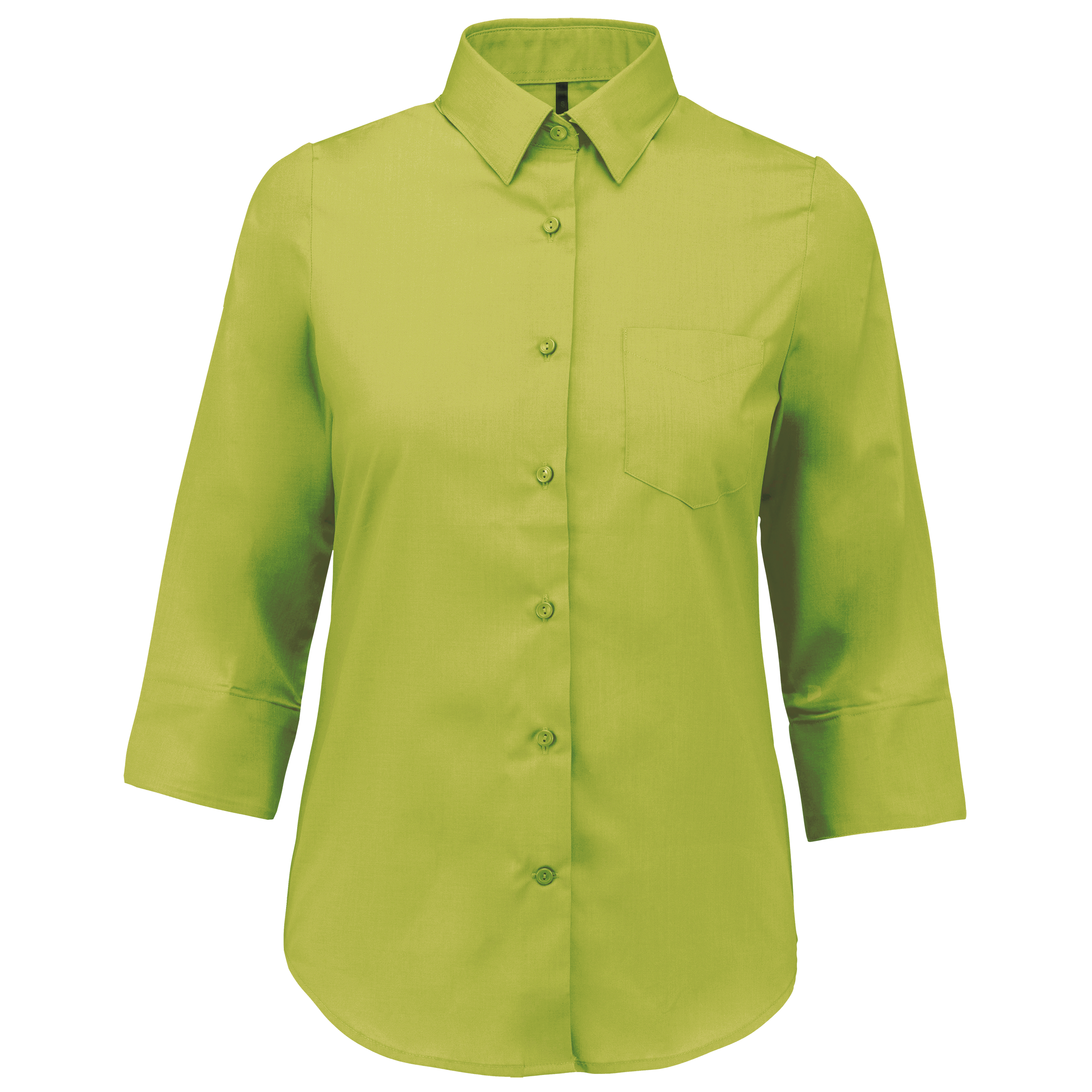 Camisa popeline poliéster / algodão manga a 3 /4 de tratamento fácil de senhora - Lima queimado