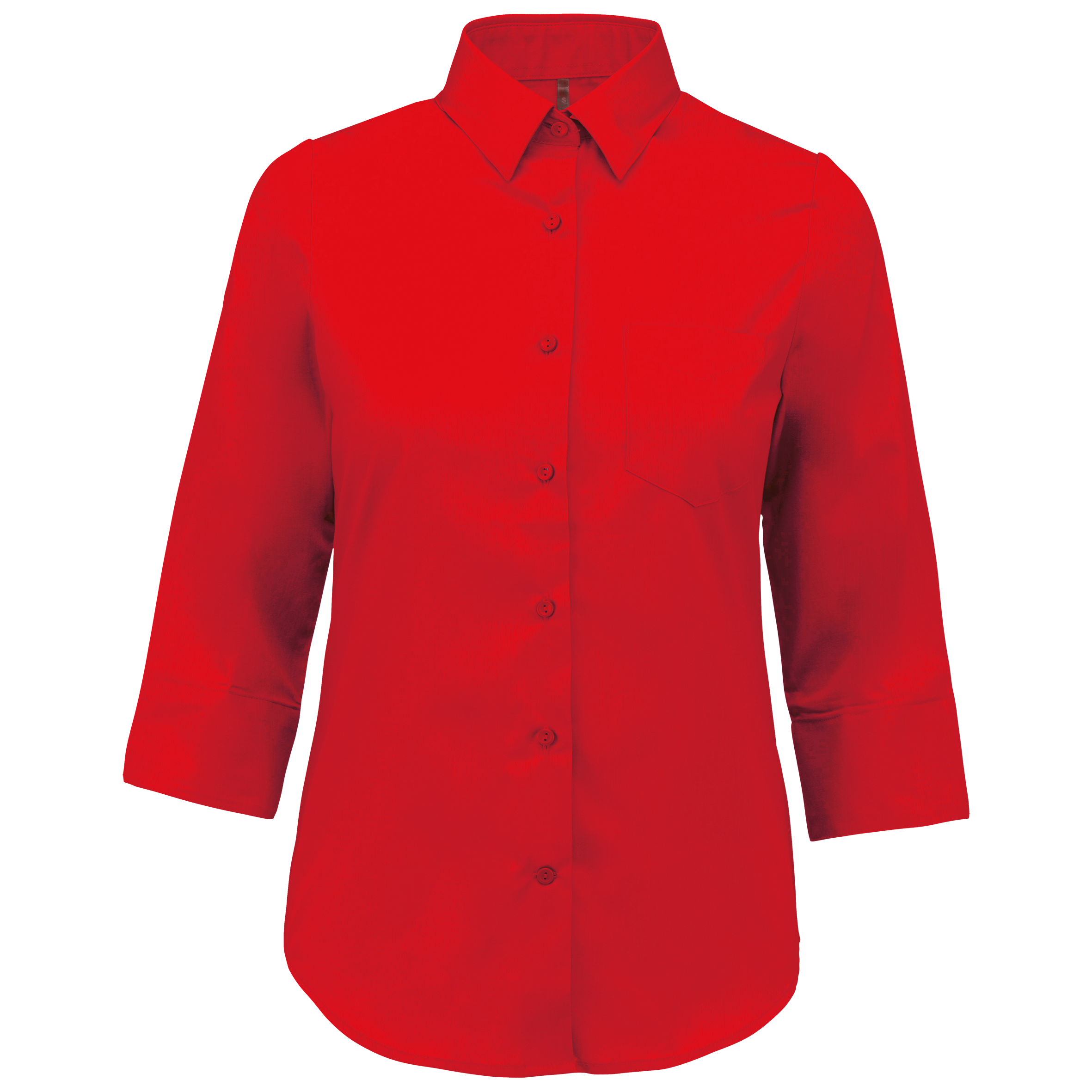 Camisa popeline poliéster / algodão manga a 3 /4 de tratamento fácil de senhora - Vermelho clássico
