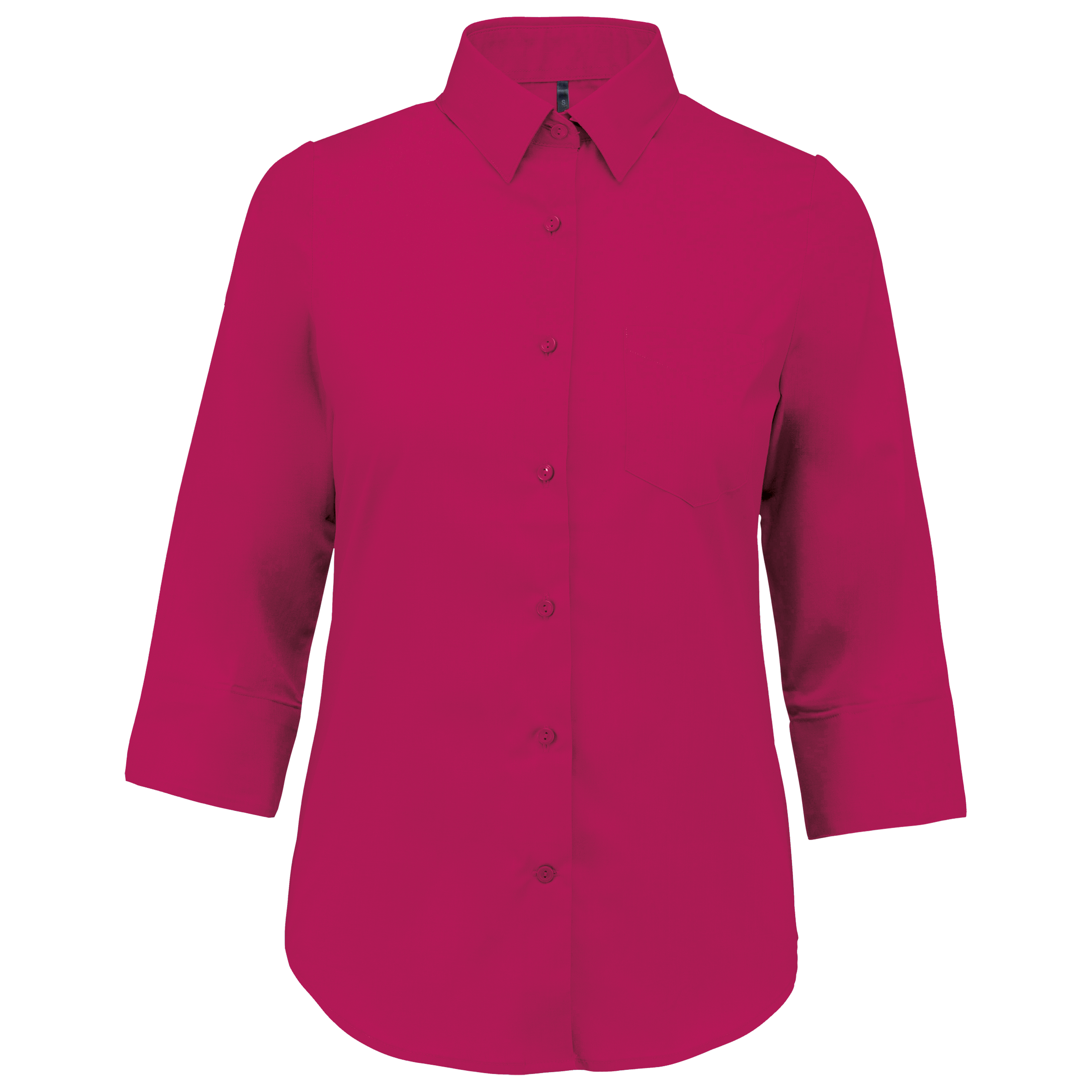Camisa popeline poliéster / algodão manga a 3 /4 de tratamento fácil de senhora - Fúcsia