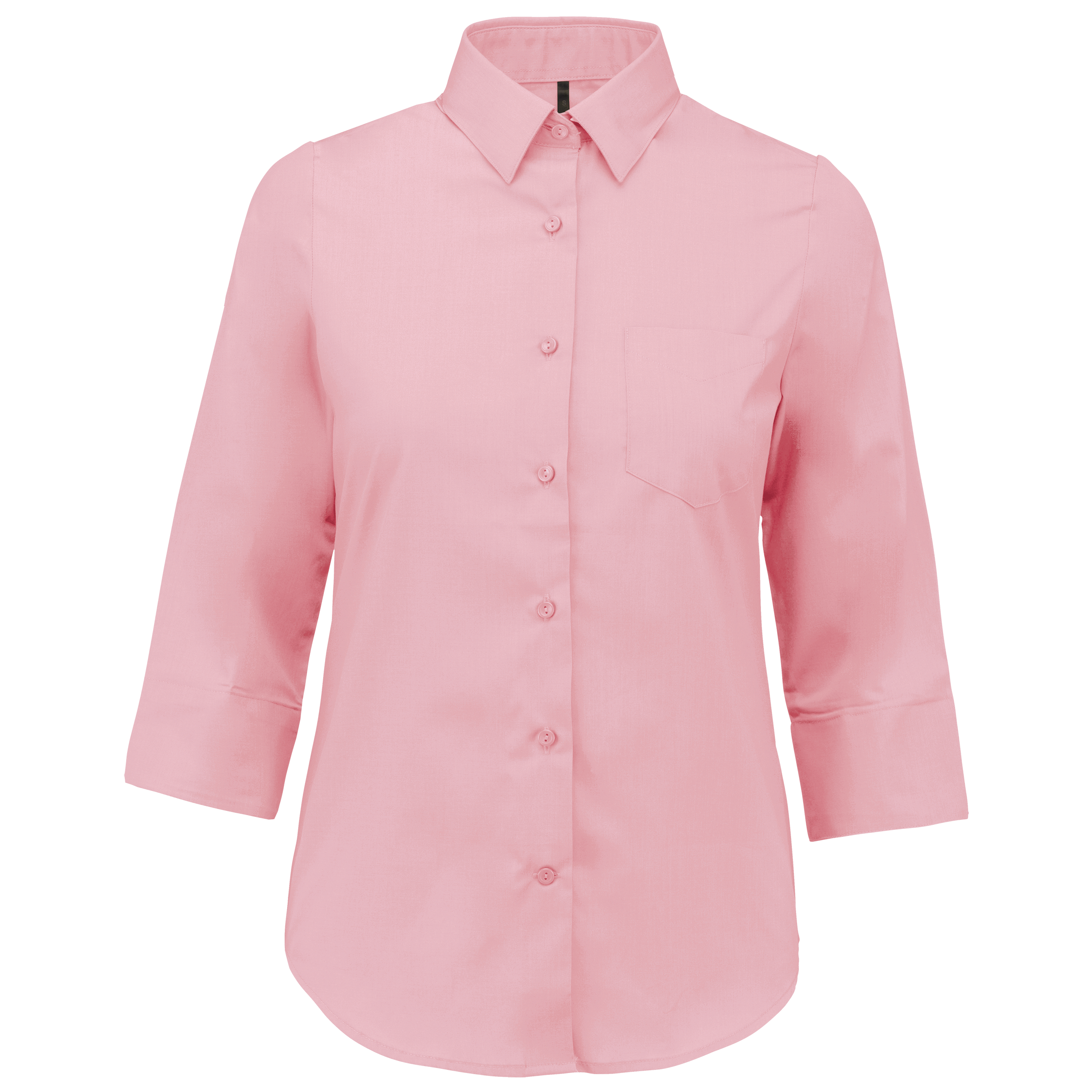 Camisa popeline poliéster / algodão manga a 3 /4 de tratamento fácil de senhora - Rosa claro