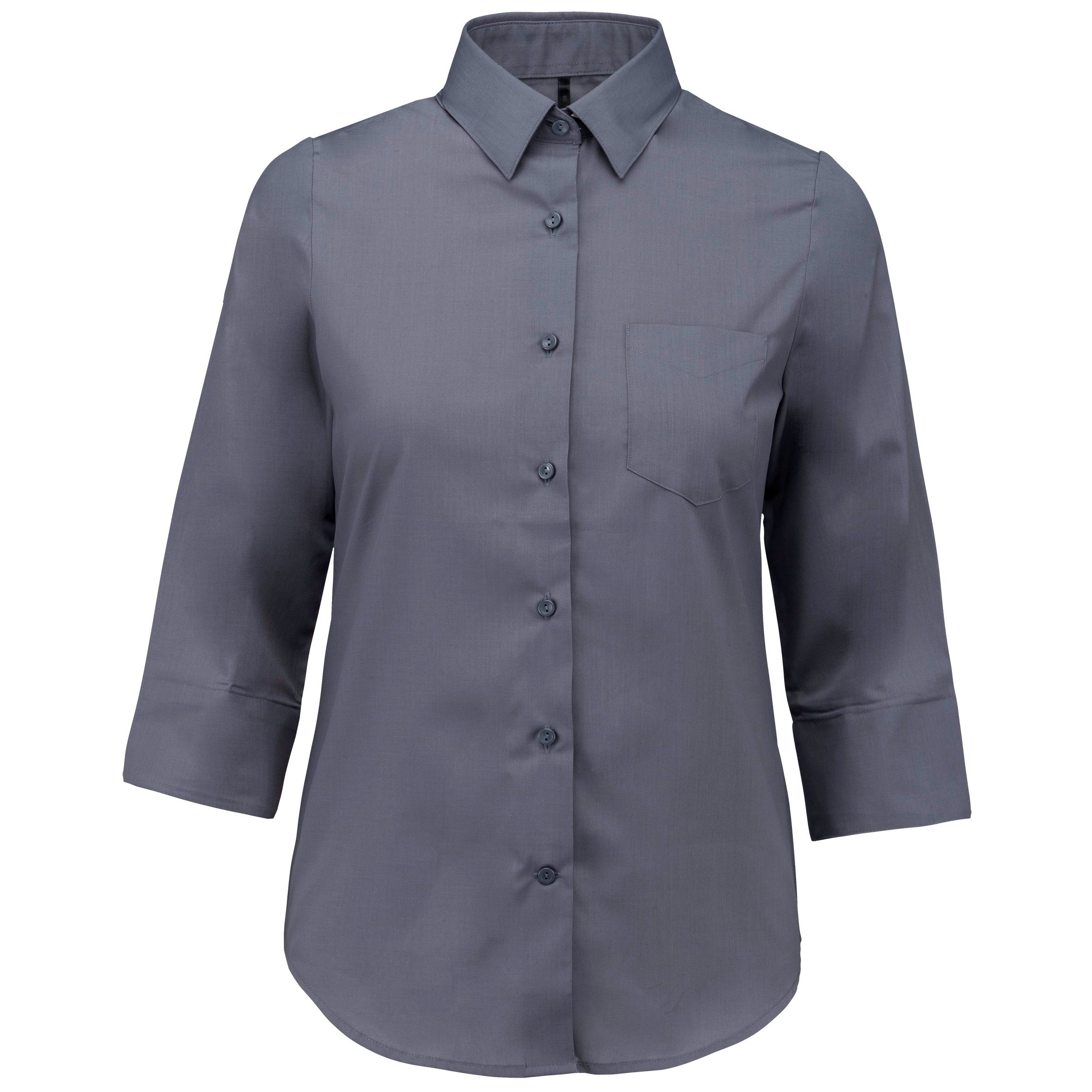 Camisa popeline poliéster / algodão manga a 3 /4 de tratamento fácil de senhora - Cinzento urbano