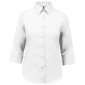 Camisa popeline poliéster / algodão manga a 3 /4 de tratamento fácil de senhora - Branco