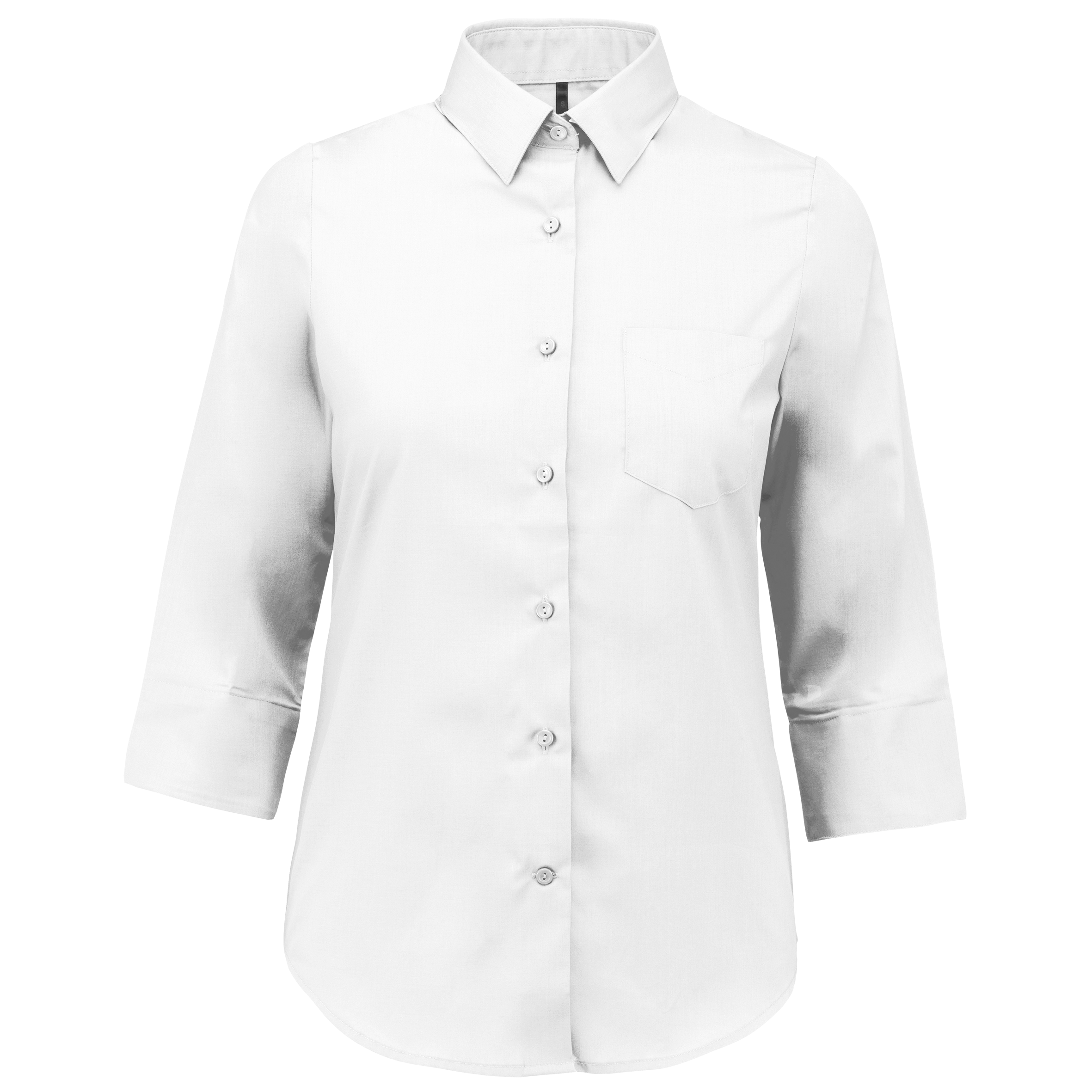 Camisa popeline poliéster / algodão manga a 3 /4 de tratamento fácil de senhora - Branco