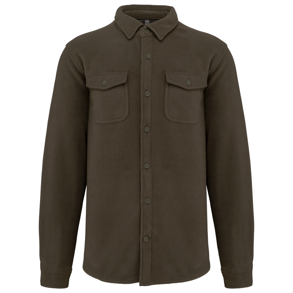 Camisa polar com forro em sherpa - Caqui escuro / Storm cinzento