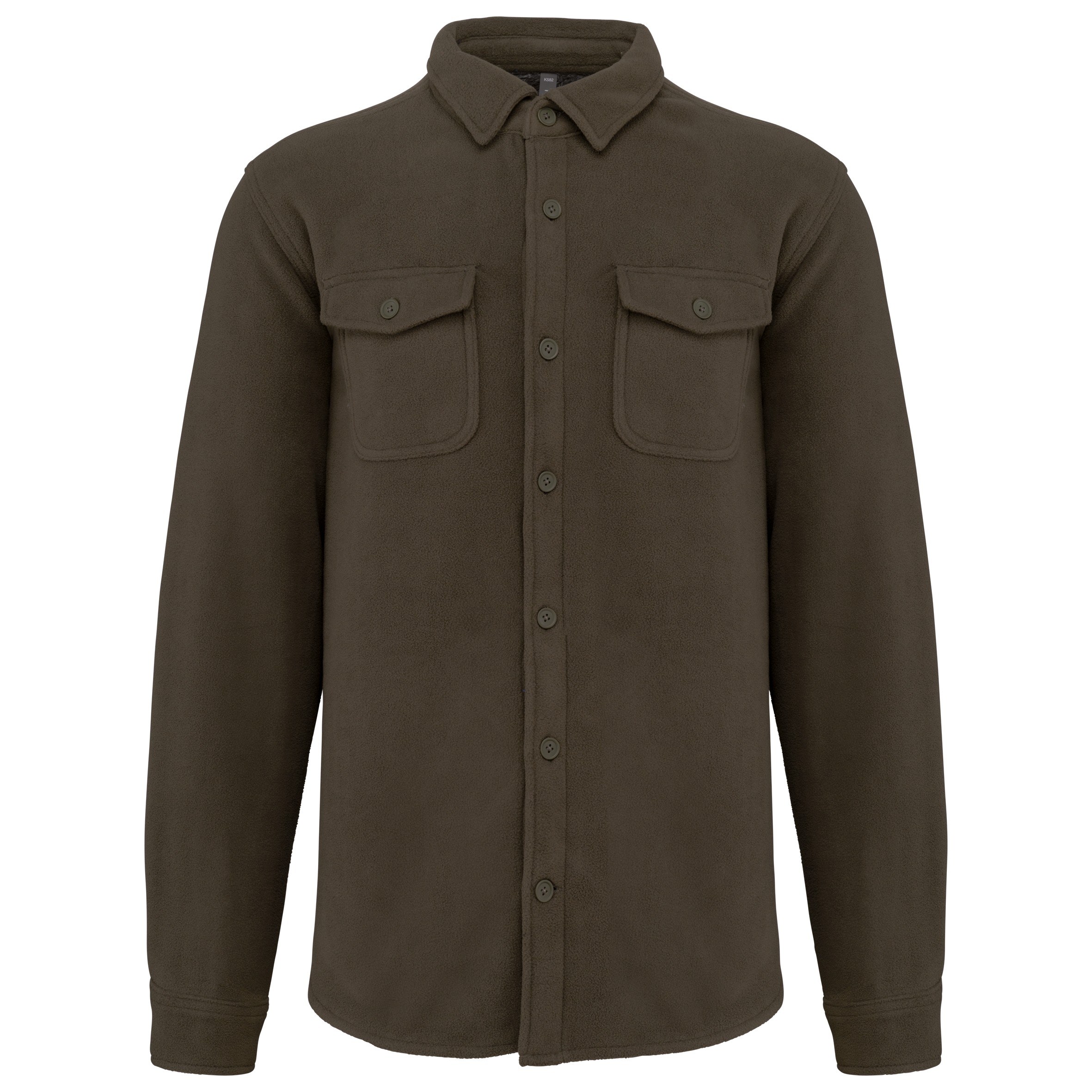 Camisa polar com forro em sherpa - Caqui escuro / Storm cinzento