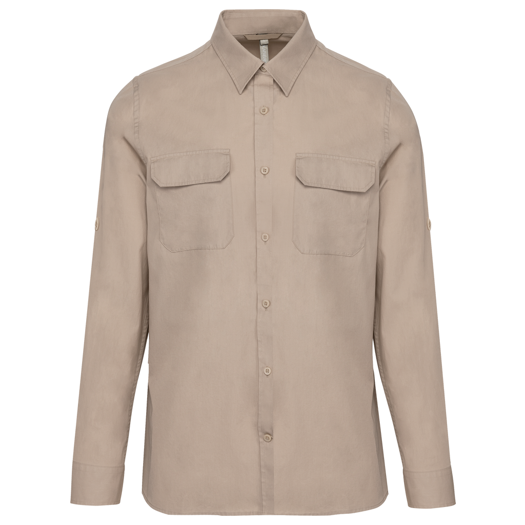 Camisa Safari de manga comprida - Bege