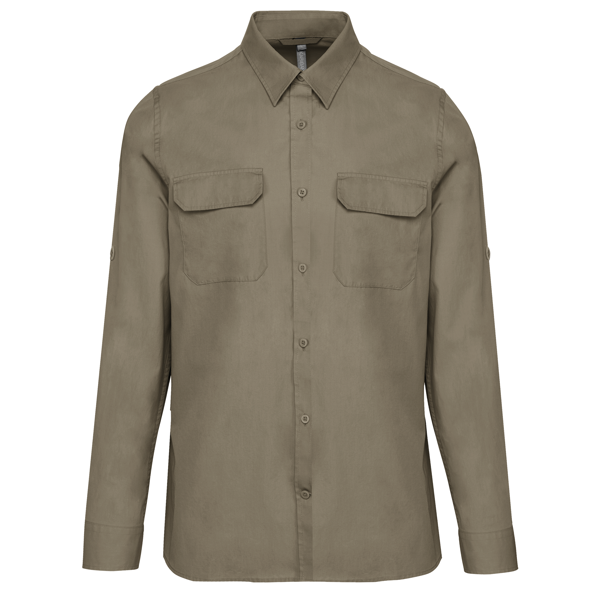 Camisa Safari de manga comprida - Caqui claro