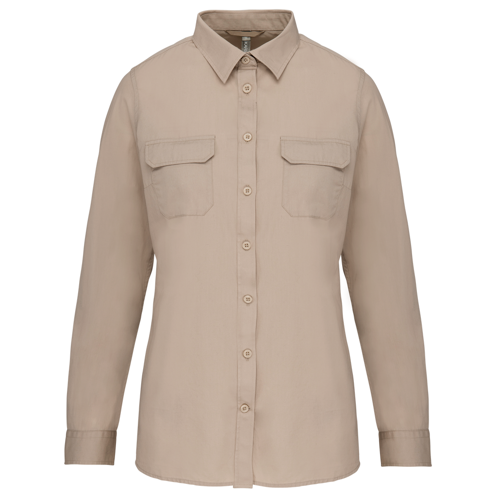 Camisa Safari de senhora manga comprida - Bege