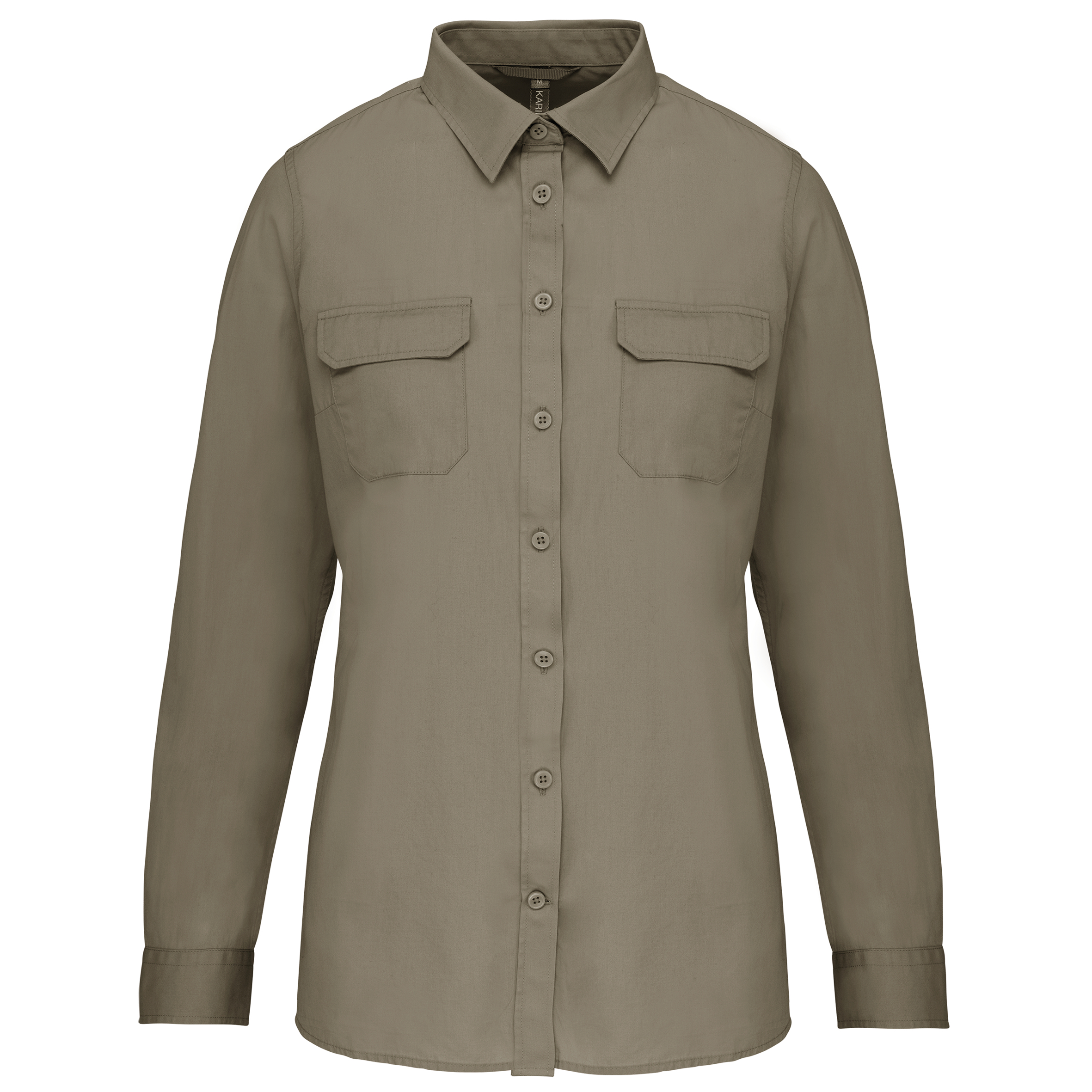 Camisa Safari de senhora manga comprida - Caqui claro