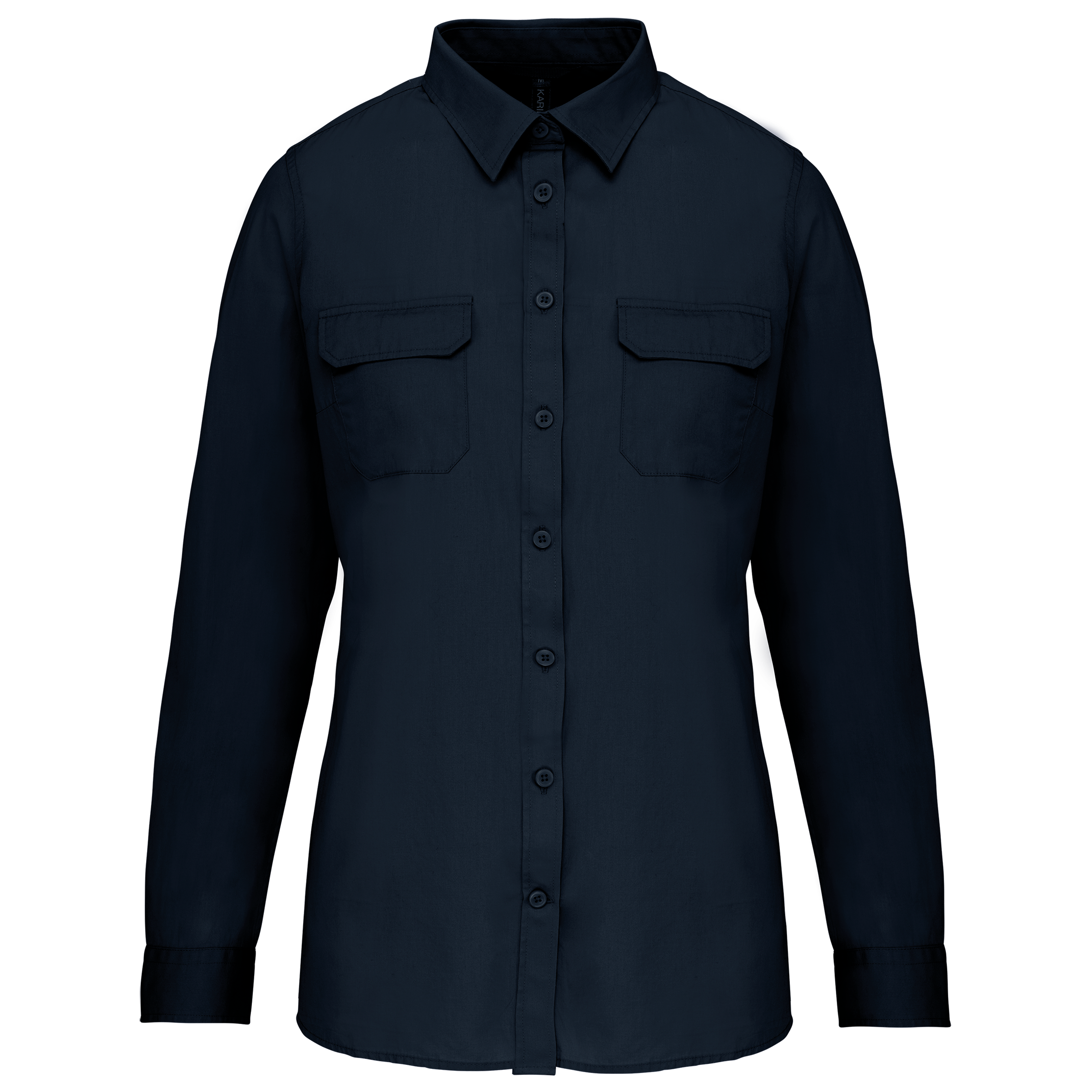 Camisa Safari de senhora manga comprida - Azul marinho