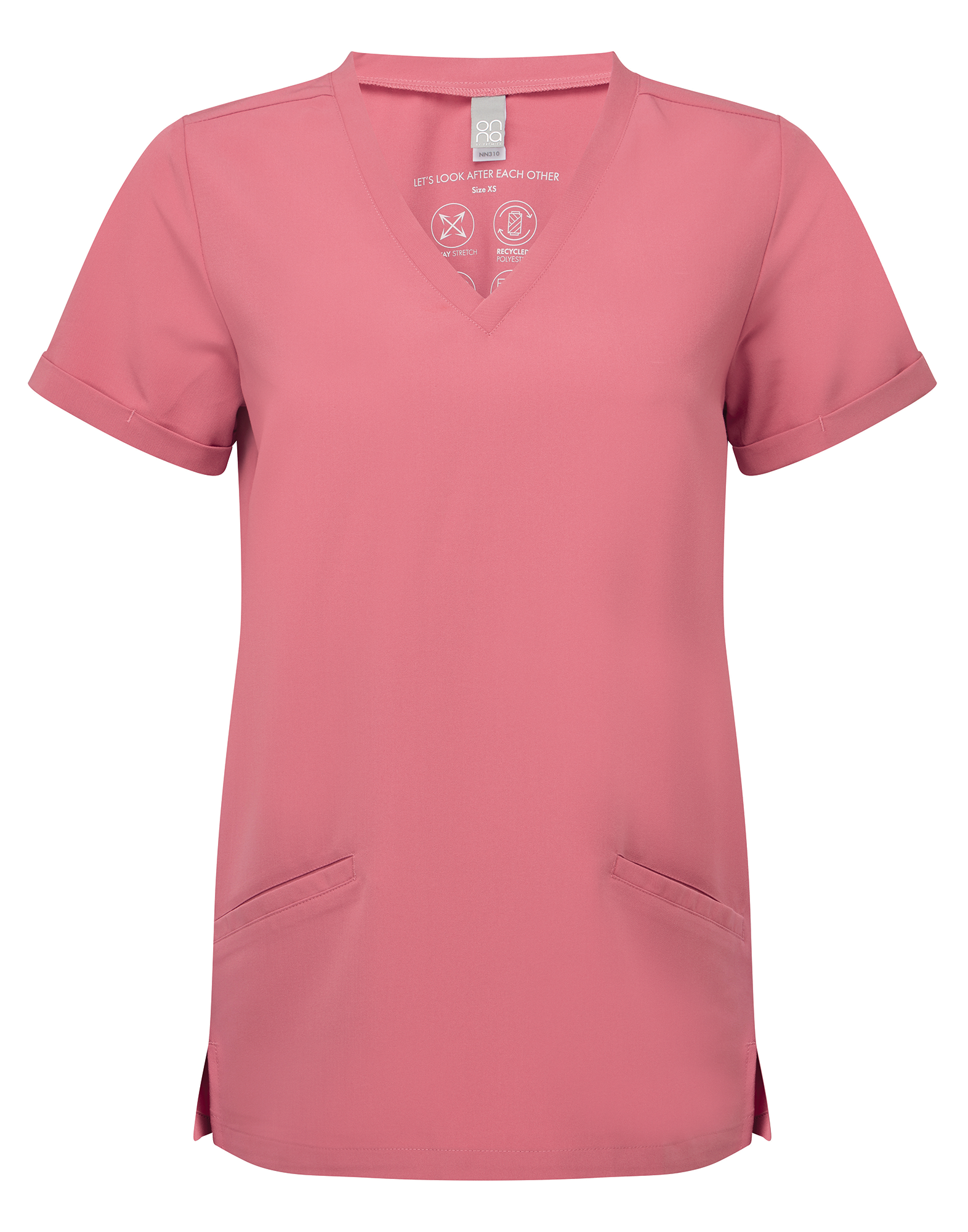 Túnica stretch manga curta de senhora - Rosa suave