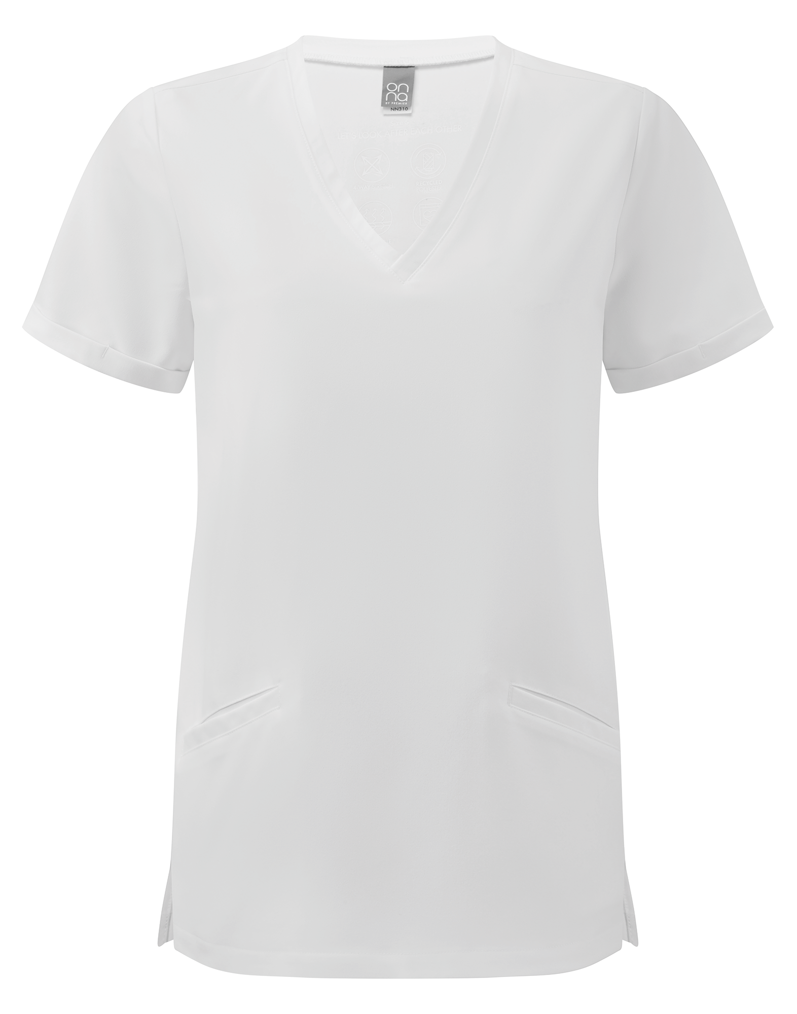 Túnica stretch manga curta de senhora - Branco