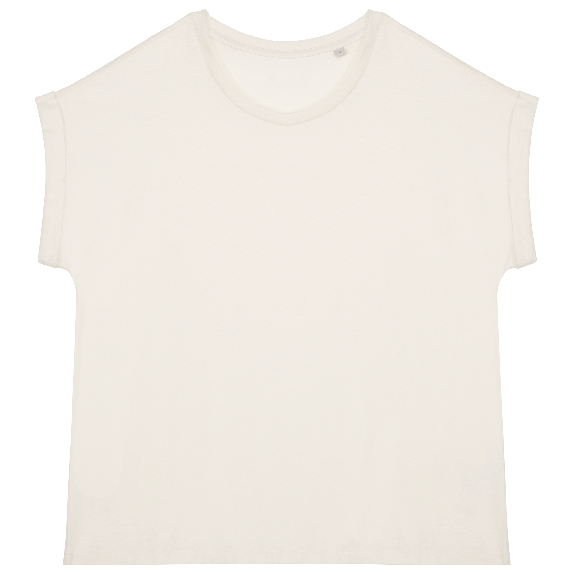 T-shirt sustentável com mangas com dobra de senhora - Marfim