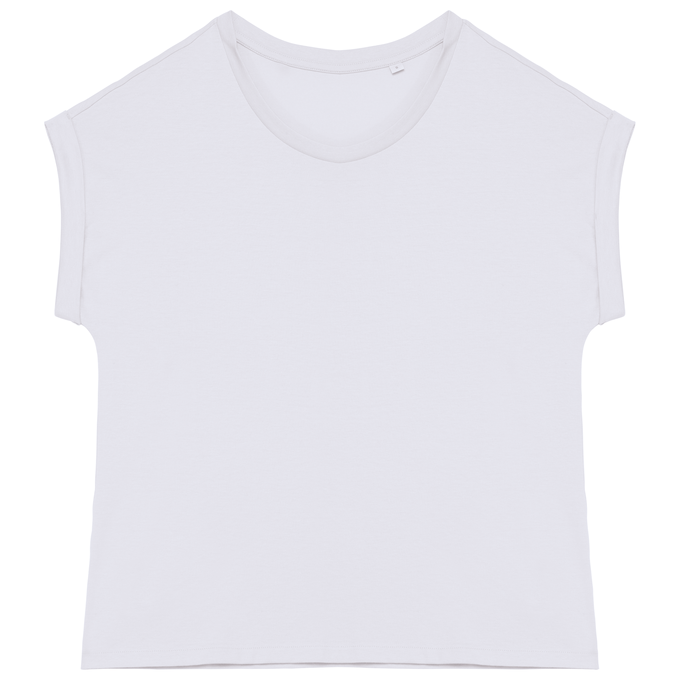 T-shirt sustentável com mangas com dobra de senhora - Branco