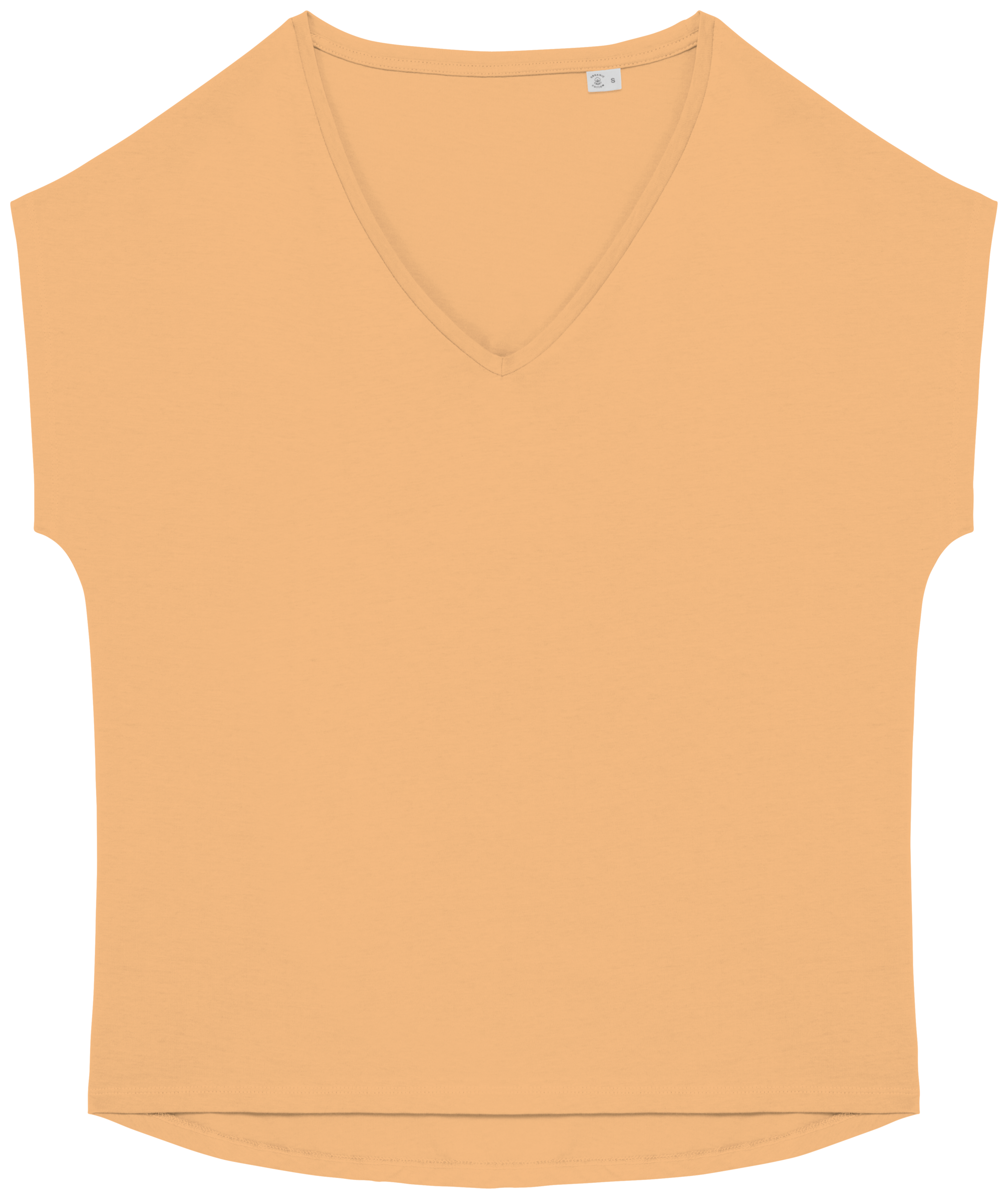 T-shirt loose sustentável decote V de senhora - Damasco