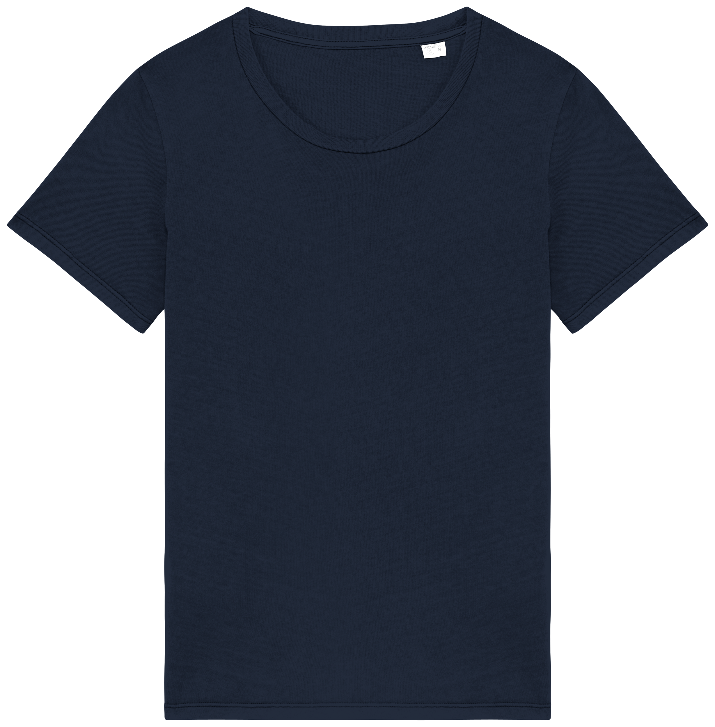 T-shirt sustentável com aspecto lavado de senhora - Azul marinho lavado
