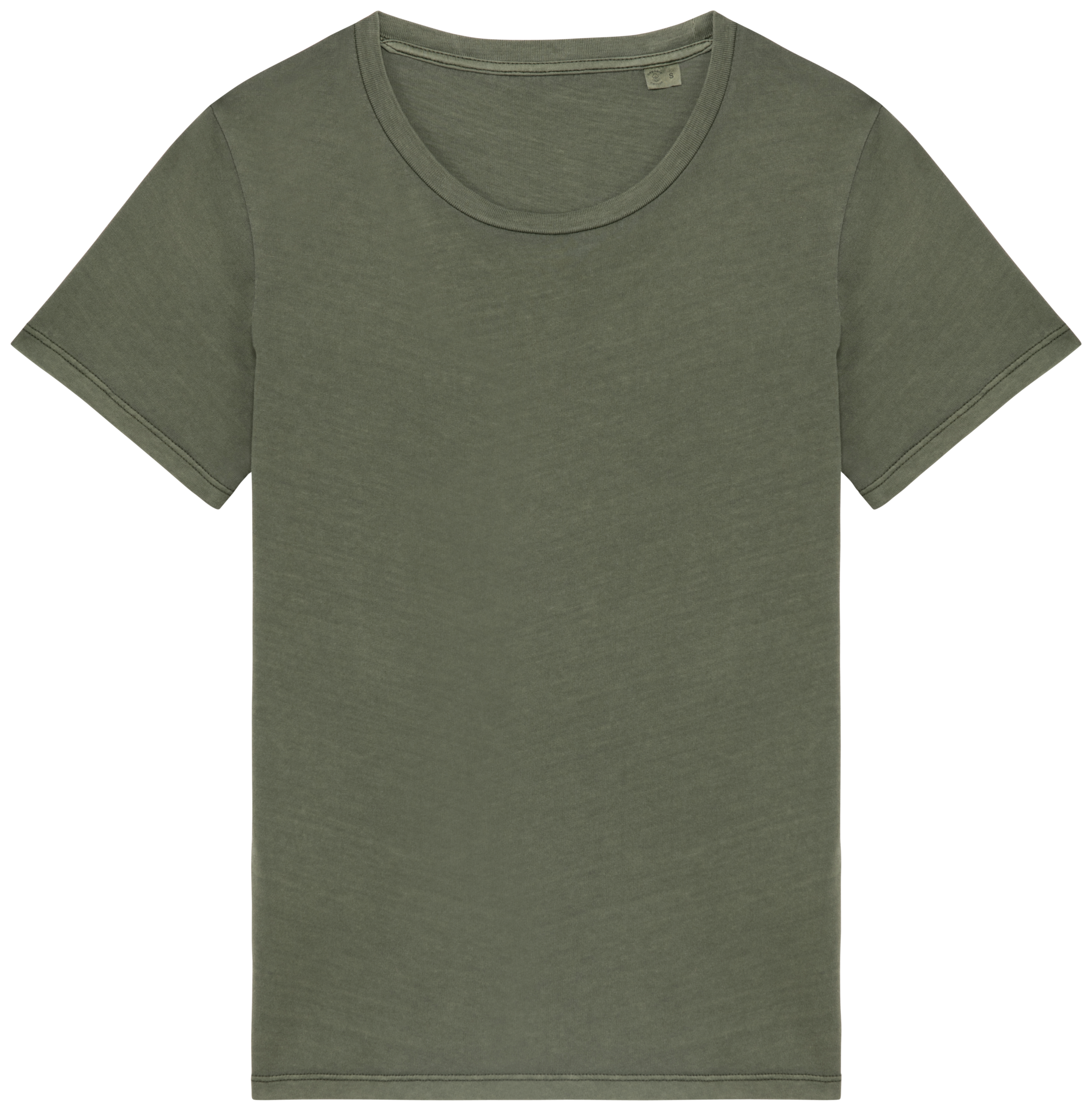 T-shirt sustentável com aspecto lavado de senhora - Caqui orgânico lavado