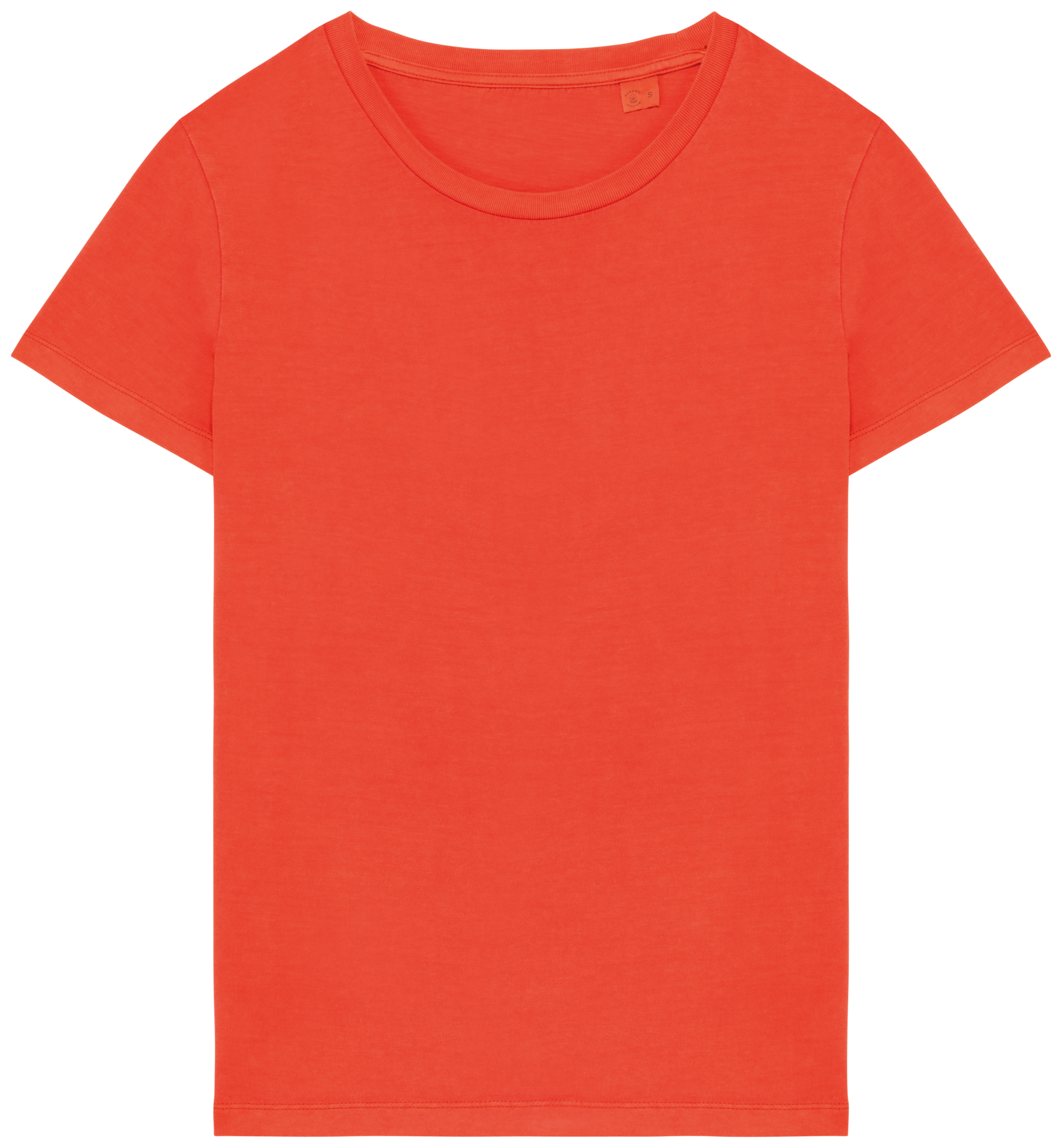 T-shirt sustentável com aspecto lavado de senhora - Páprica lavado