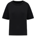T-shirt sustentável aspecto lavado oversize de senhora - Preto lavado