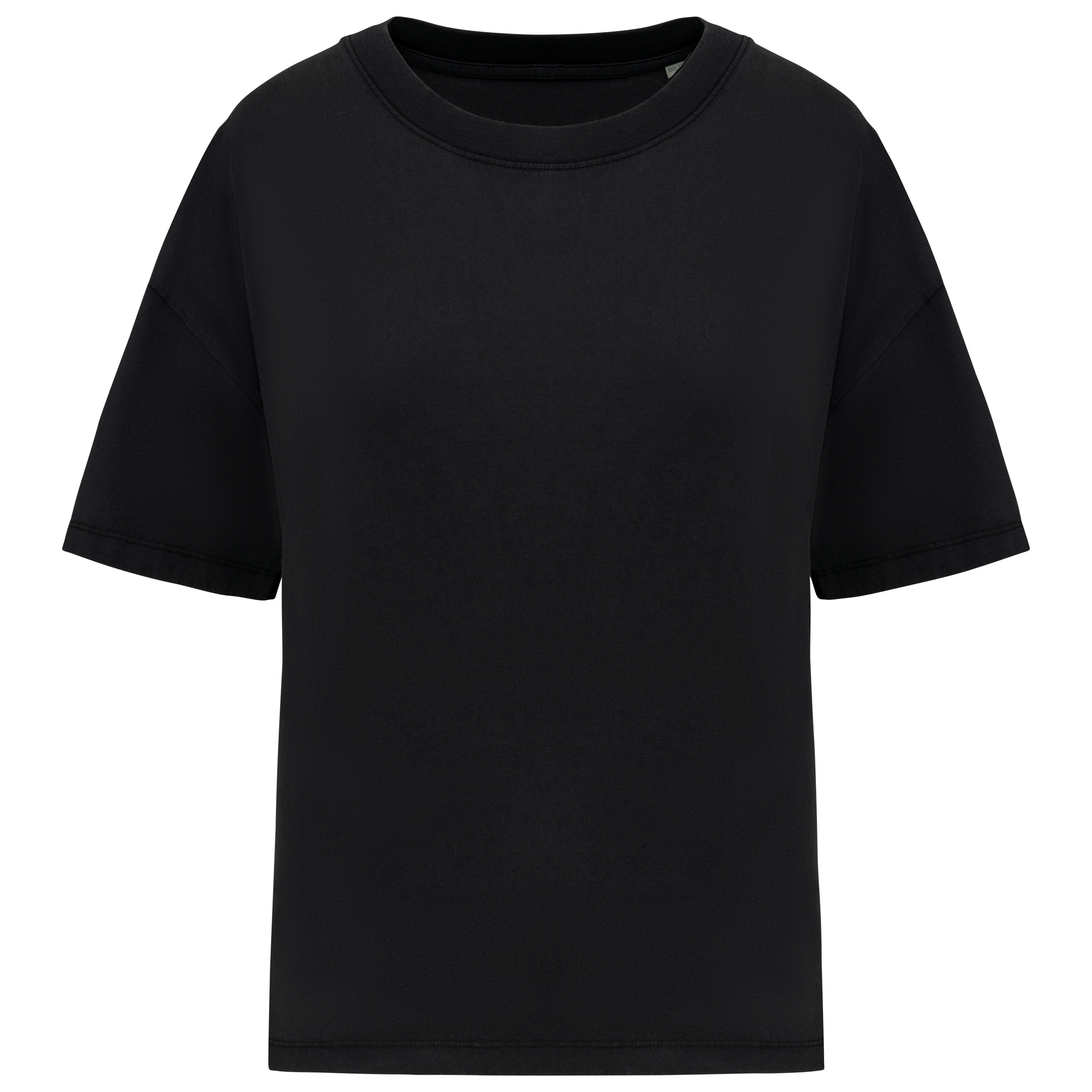T-shirt sustentável aspecto lavado oversize de senhora - Preto lavado