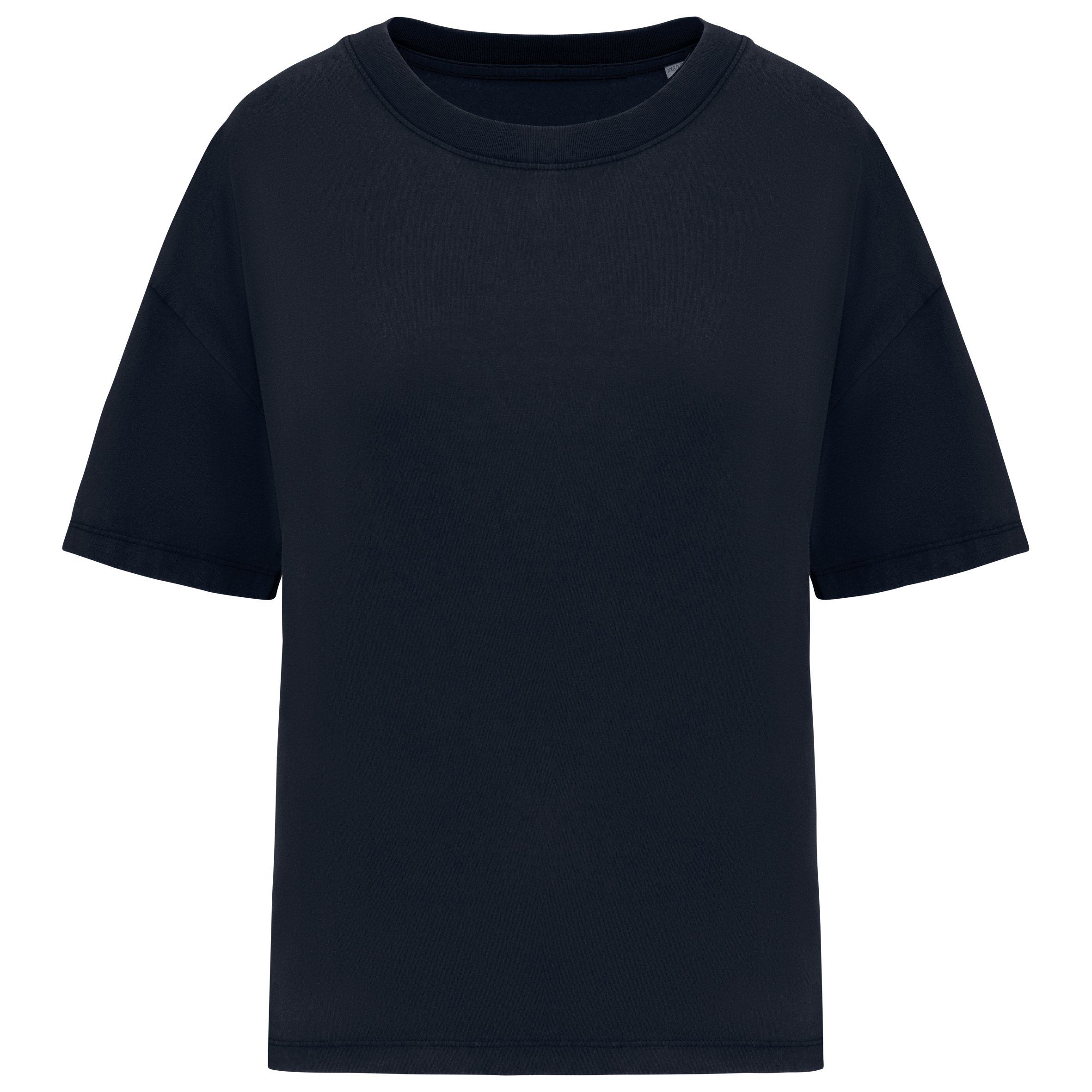T-shirt sustentável aspecto lavado oversize de senhora - Azul marinho lavado