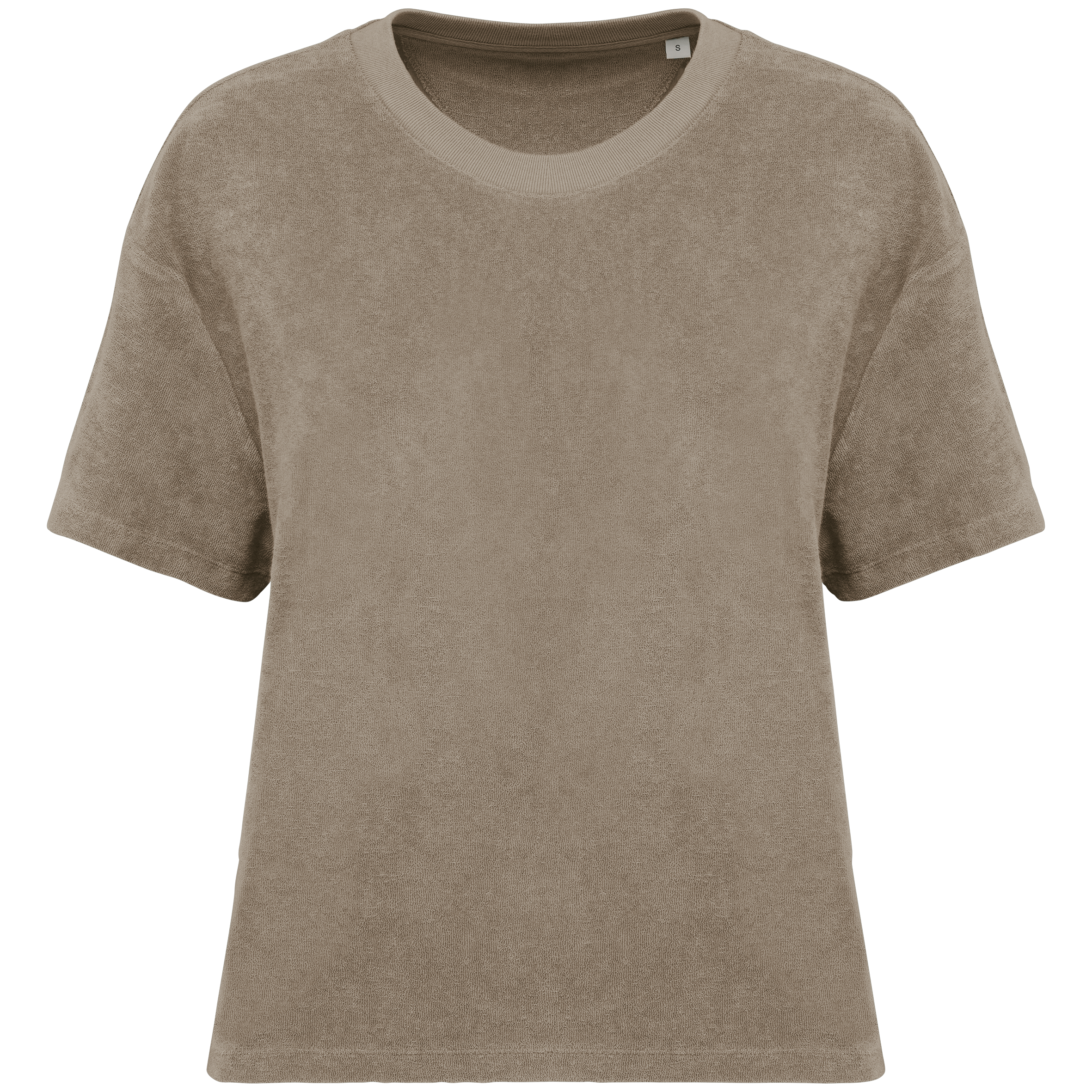 T-shirt sustentável em malha turca de senhora - Creme café