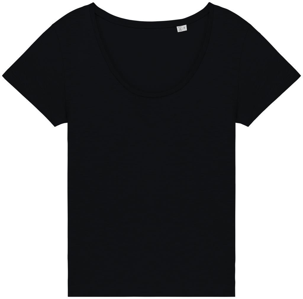T-shirt sustentável slub de senhora - Preto