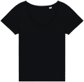T-shirt sustentável slub de senhora - Preto