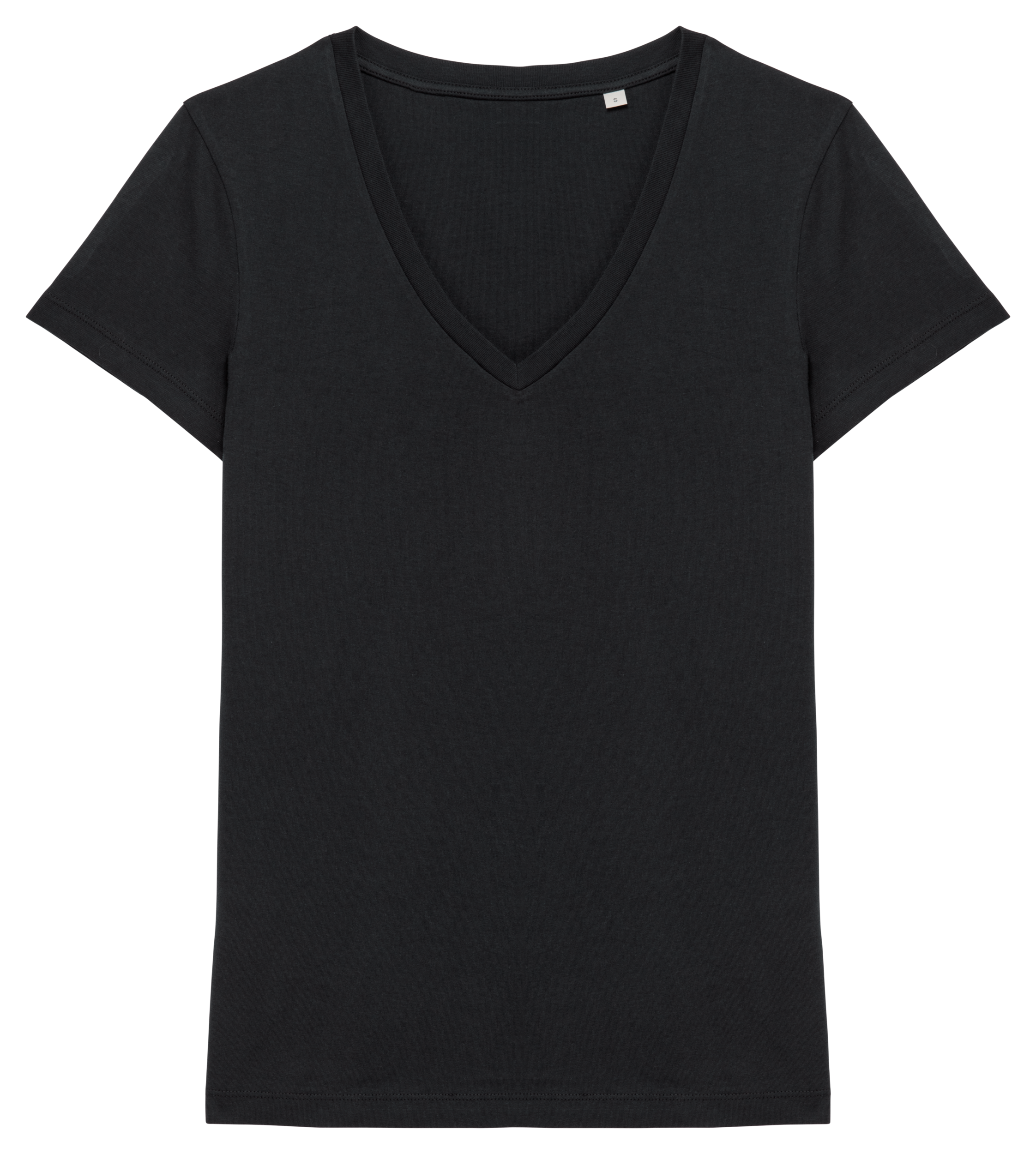 T-shirt sustentável decote V de senhora - Preto