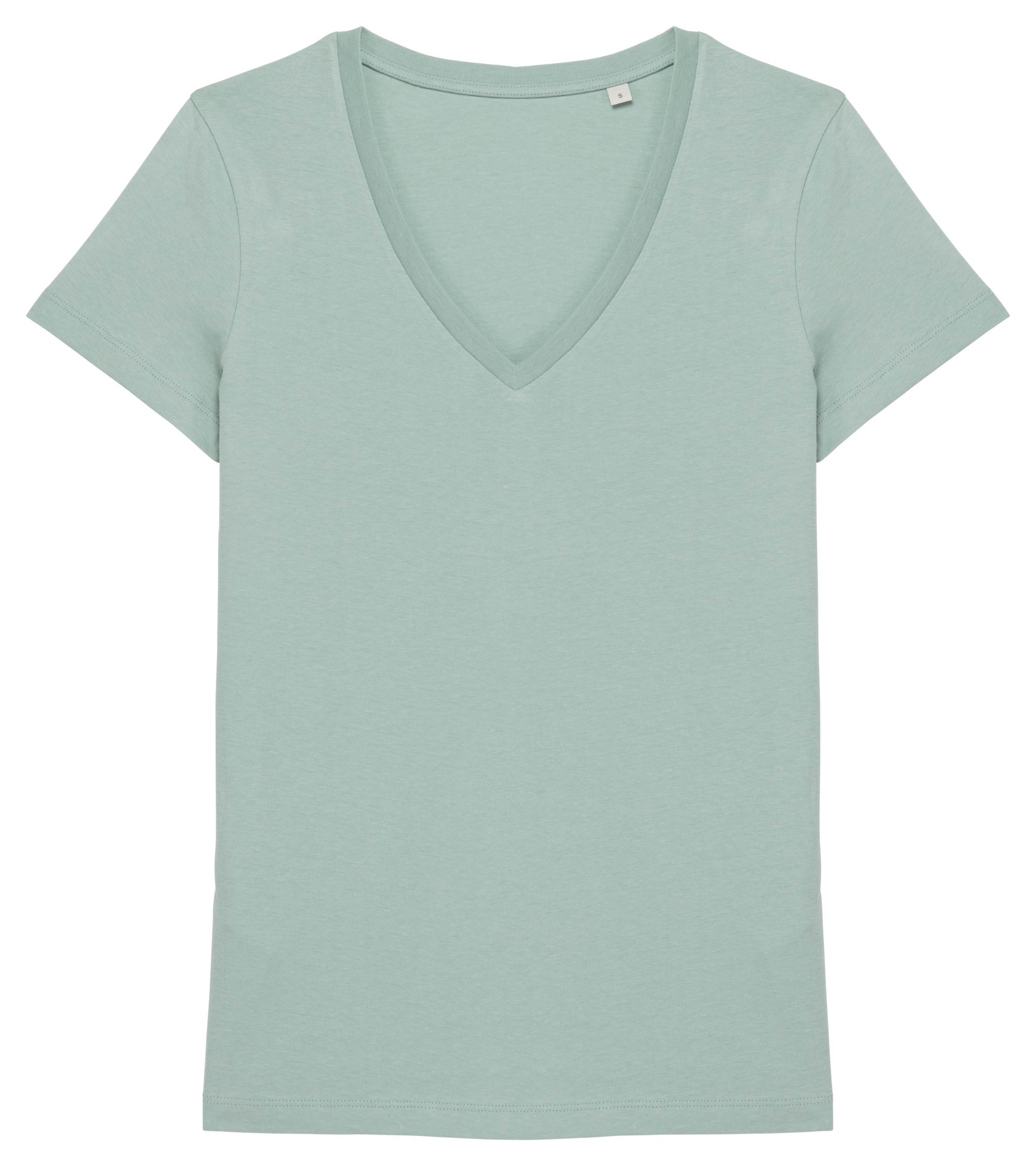 T-shirt sustentável decote V de senhora - Verde jade