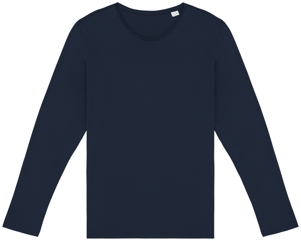 T-shirt sustentável manga comprida com aspecto lavado unissexo - Azul marinho lavado